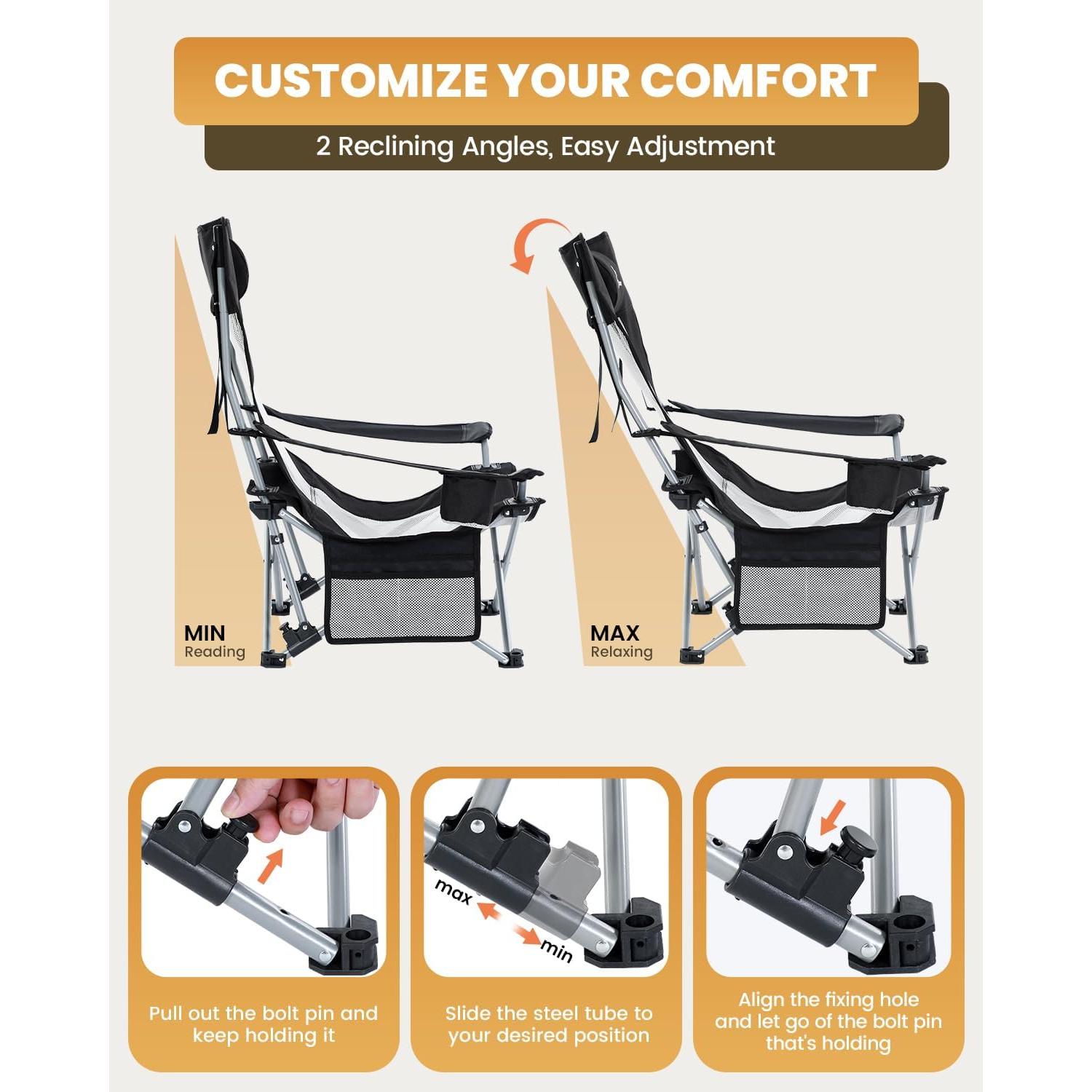 Silla de Playa Sportneer Plegable Ajustable 3 kg con Portavasos