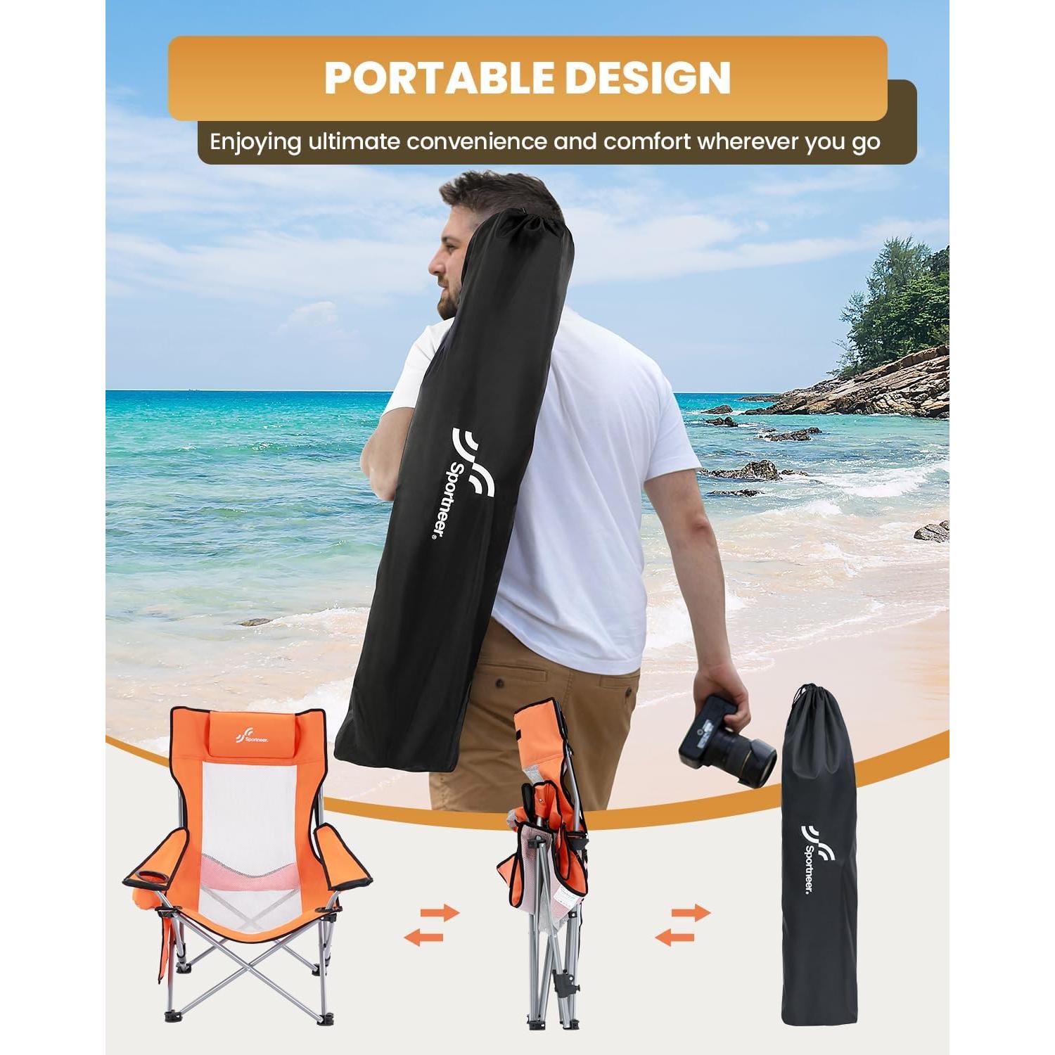 Silla de Playa Sportneer Plegable Ajustable 3 kg con Portavasos