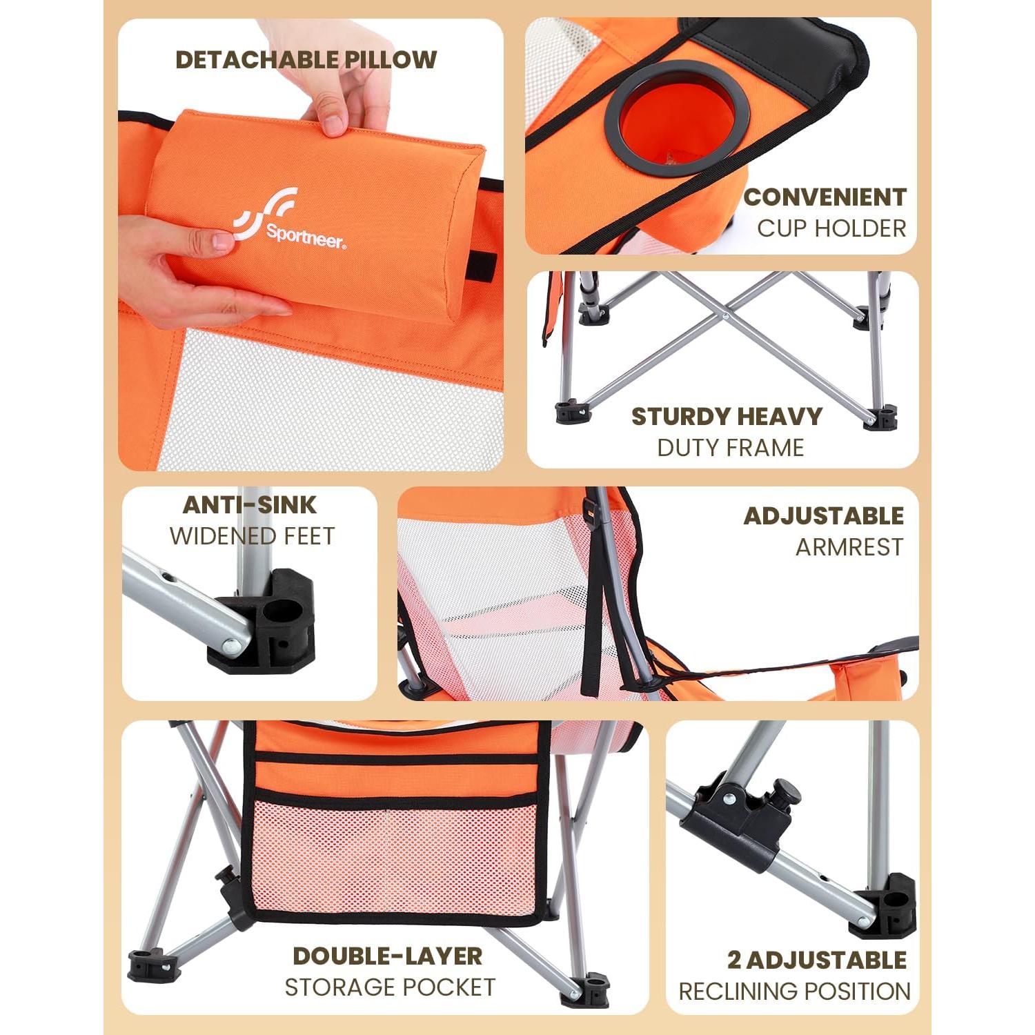 Silla de Playa Sportneer Plegable Ajustable 3 kg con Portavasos