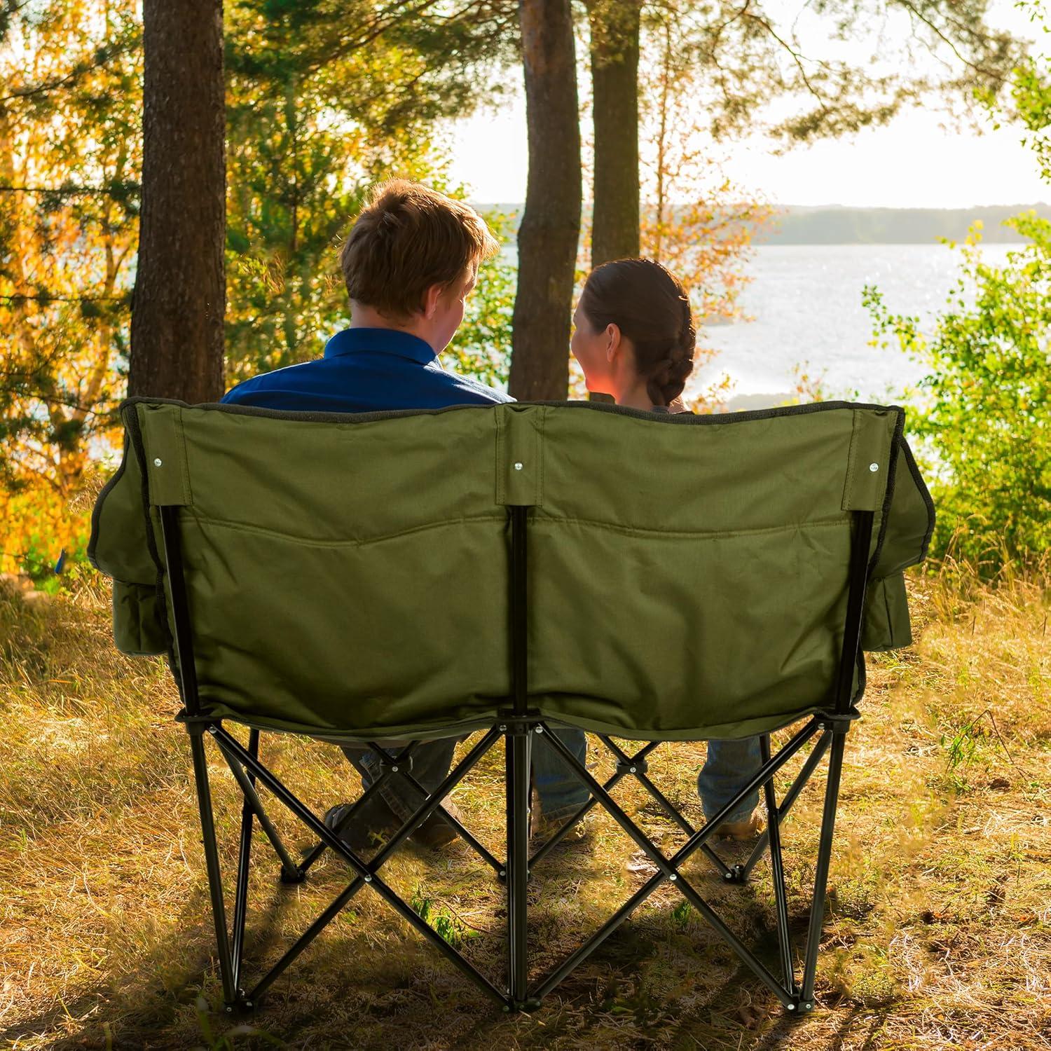 Silla de Camping Doble Wakeman Outdoor - Loveseat Plegable 226.8 kg