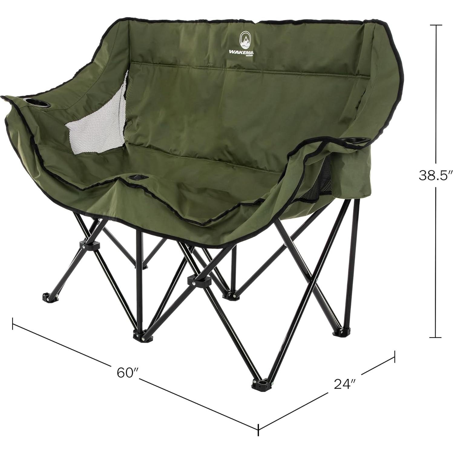 Silla de Camping Doble Wakeman Outdoor - Loveseat Plegable 226.8 kg