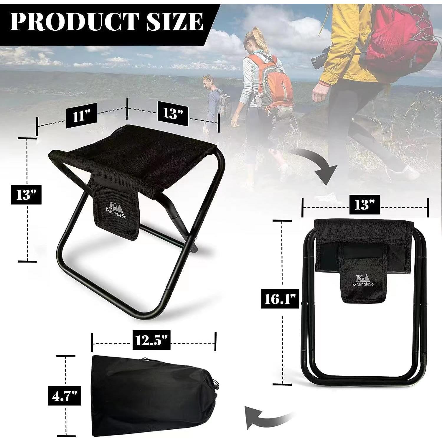 Taburete Plegable K-MingleSo 33 cm Negro para Camping y Jardinería