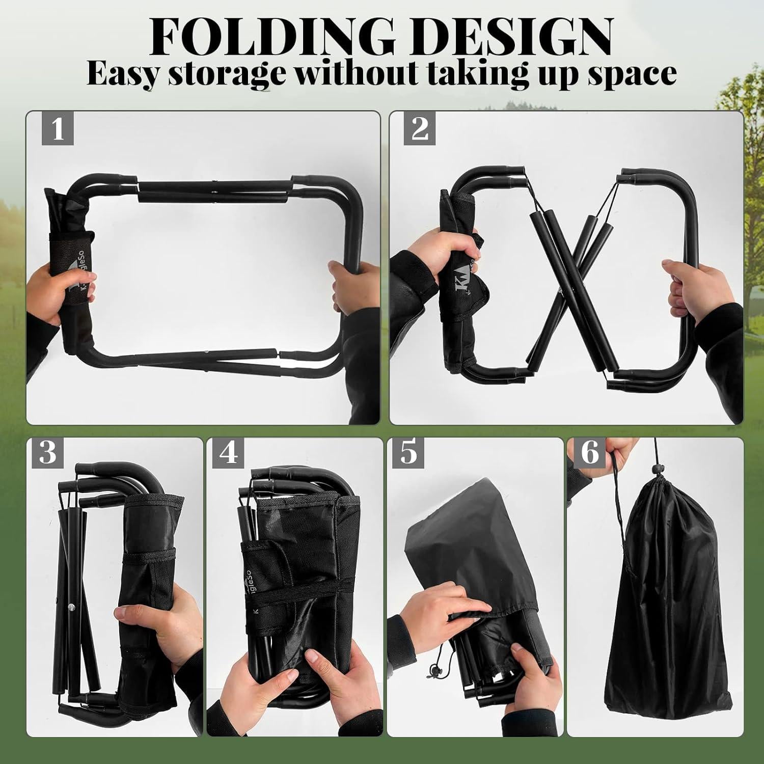 Taburete Plegable K-MingleSo 33 cm Negro para Camping y Jardinería