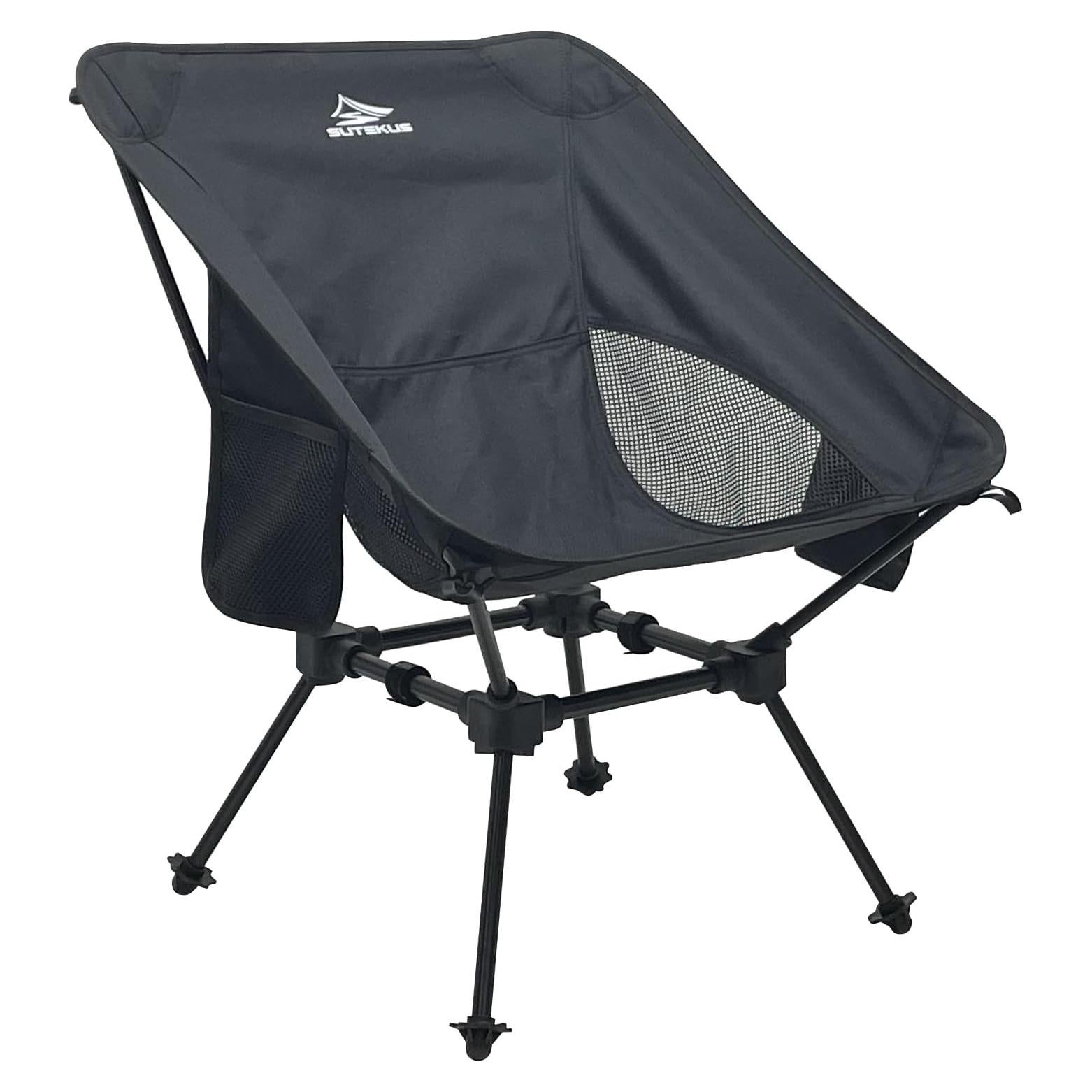 Silla Plegable de Camping Sutekus Negra 1.4 kg 150 kg