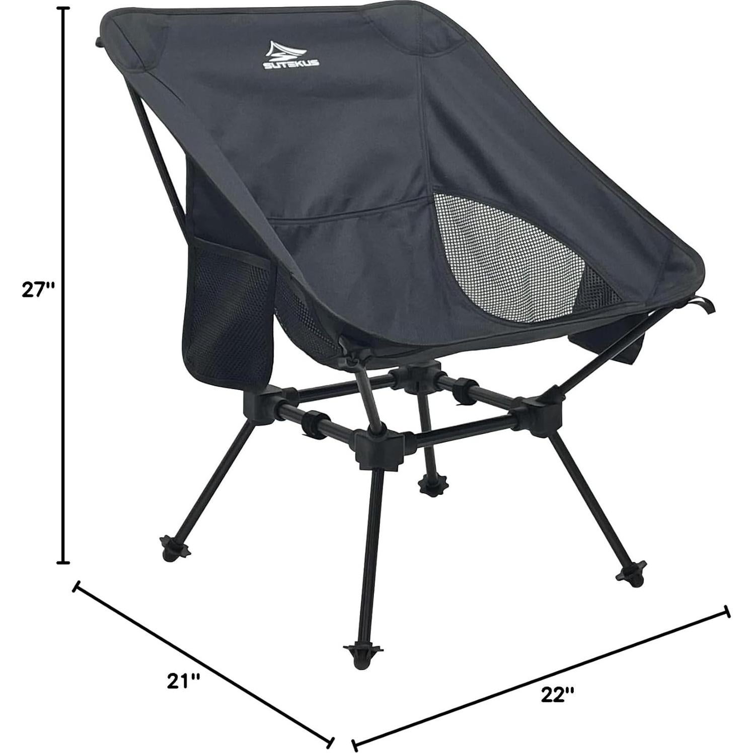 Silla Plegable de Camping Sutekus Negra 1.4 kg 150 kg