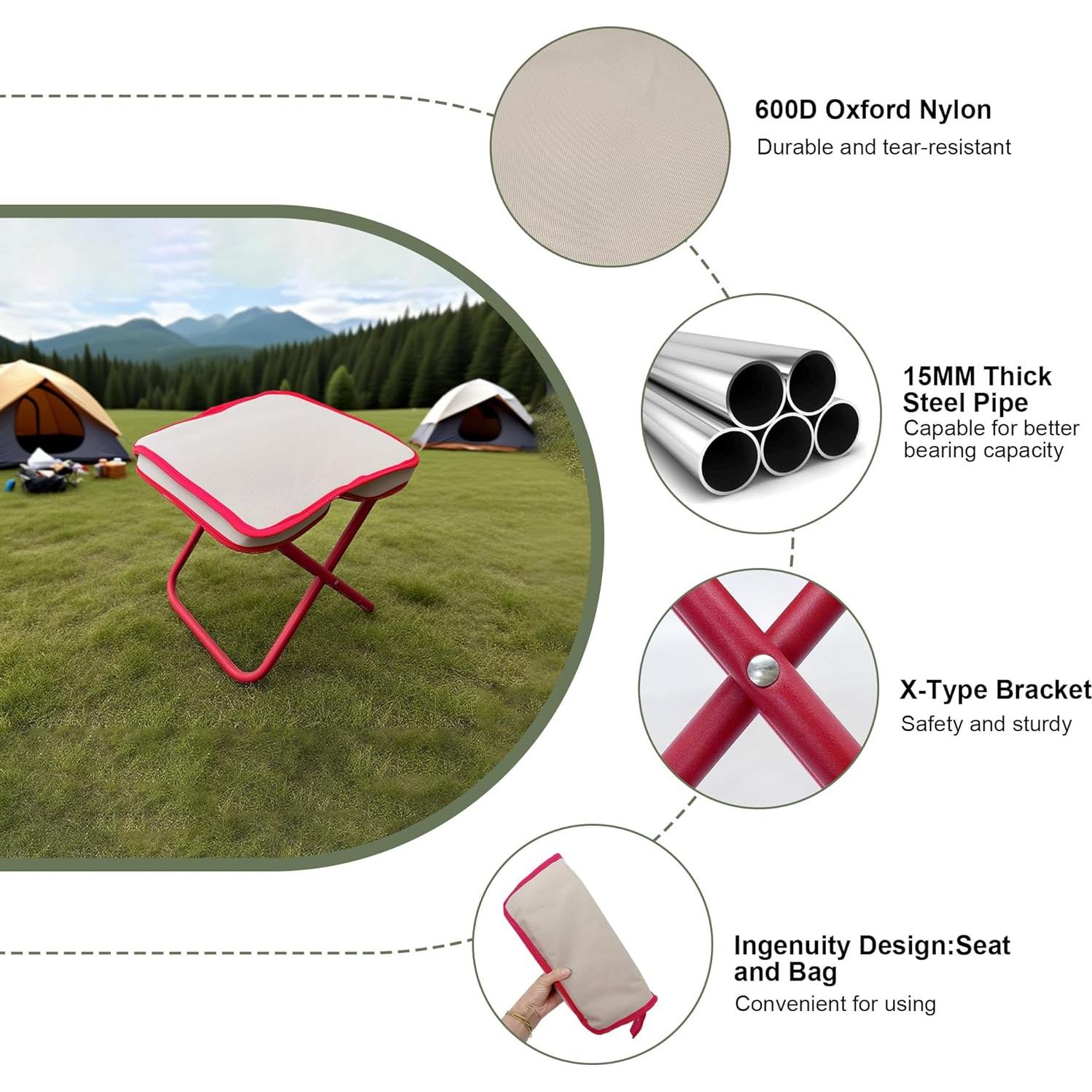 Silla Plegable KCTXIPE para Camping y Exteriores - Caqui, 136 kg