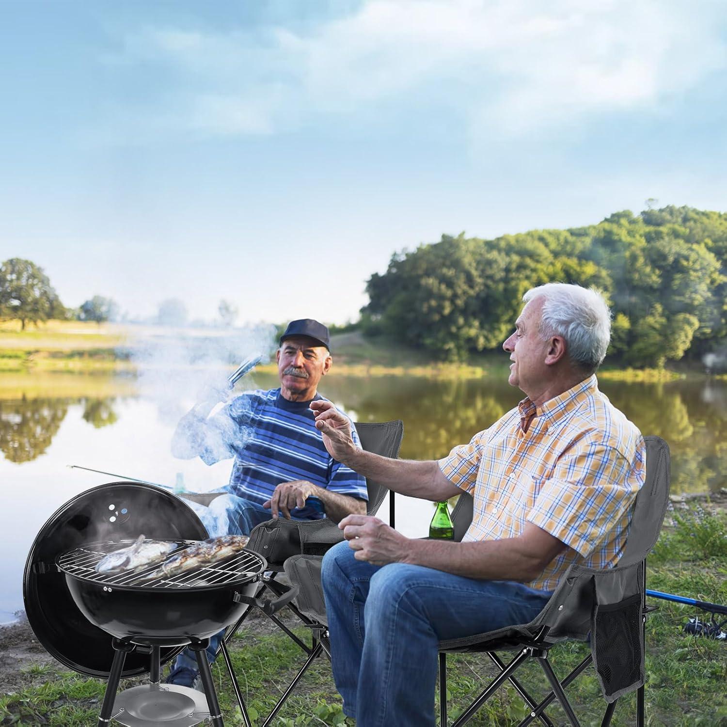 Leonyo 2 Sillas de Camping Plegables Adulto + Mesa Gris