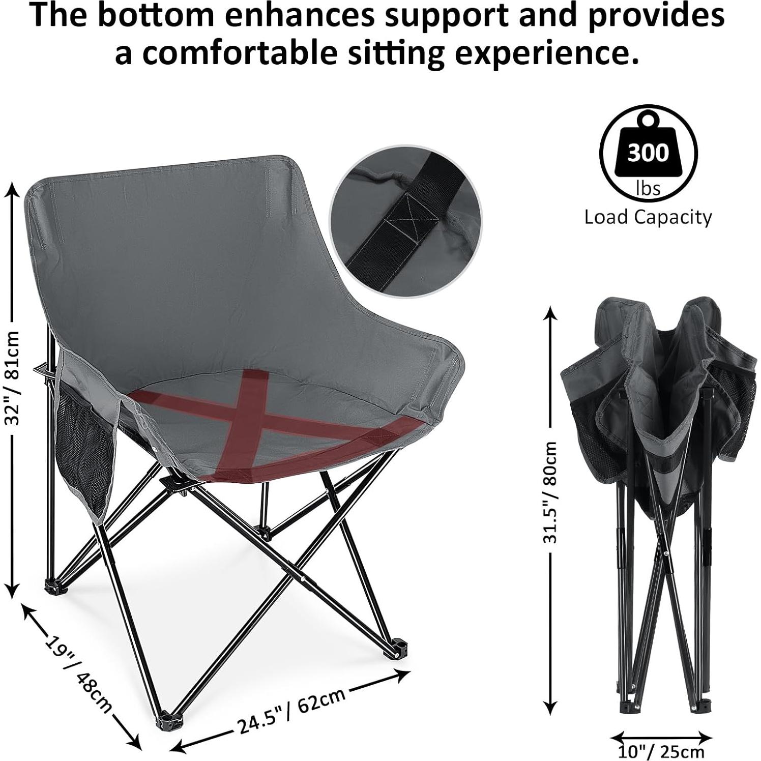 Leonyo 2 Sillas de Camping Plegables Adulto + Mesa Gris