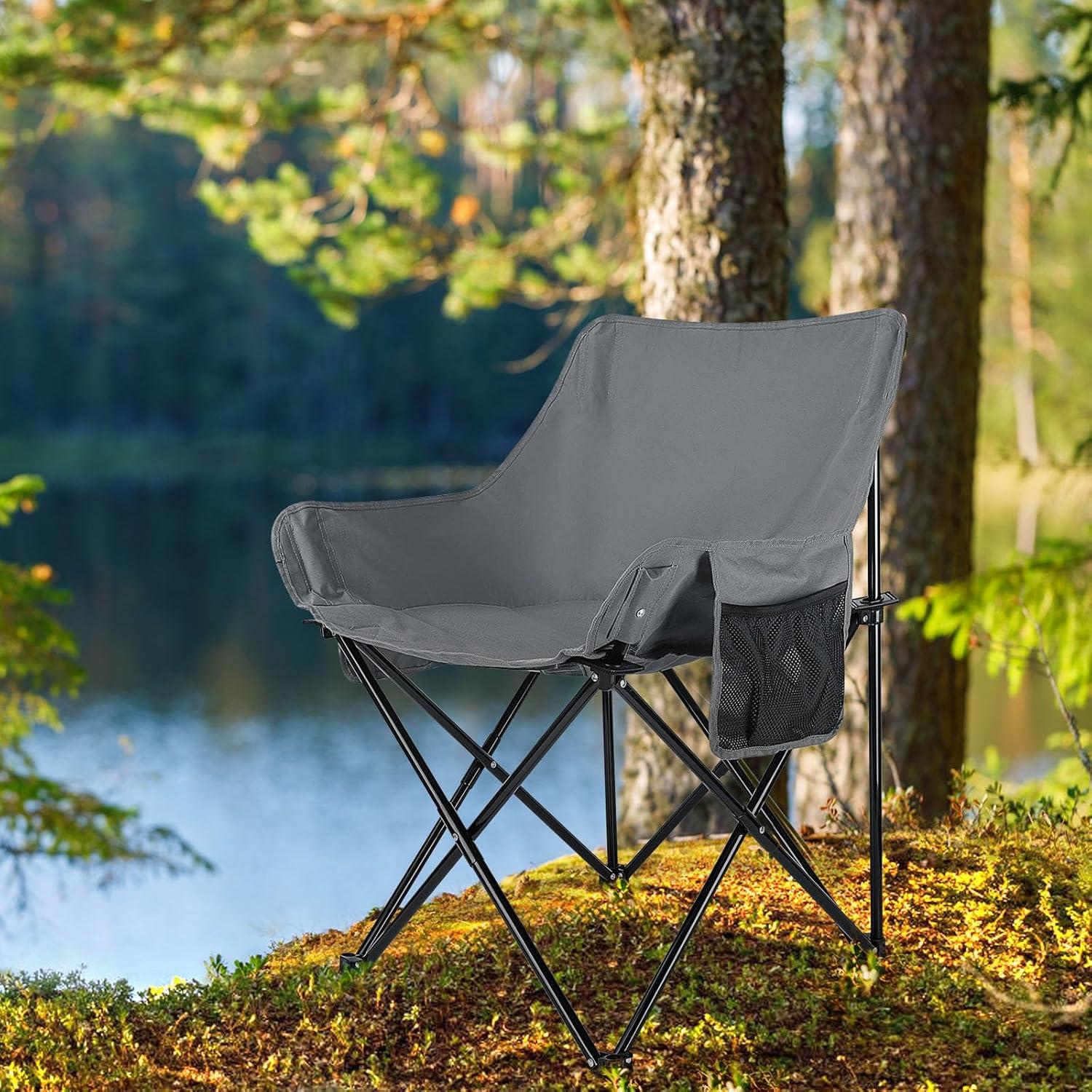 Leonyo 2 Sillas de Camping Plegables Adulto + Mesa Gris