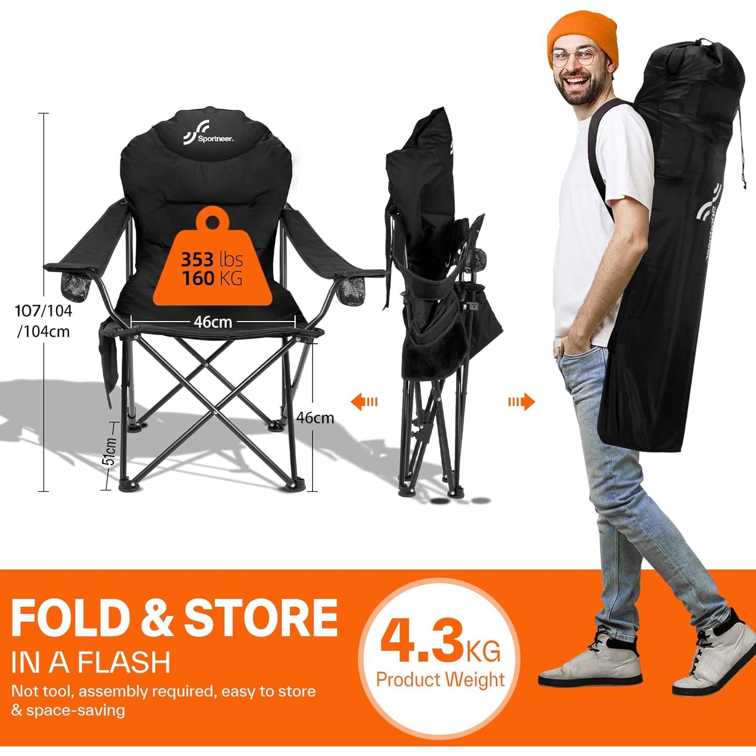 Silla de Camping Plegable Sportneer con Respaldo Ajustable