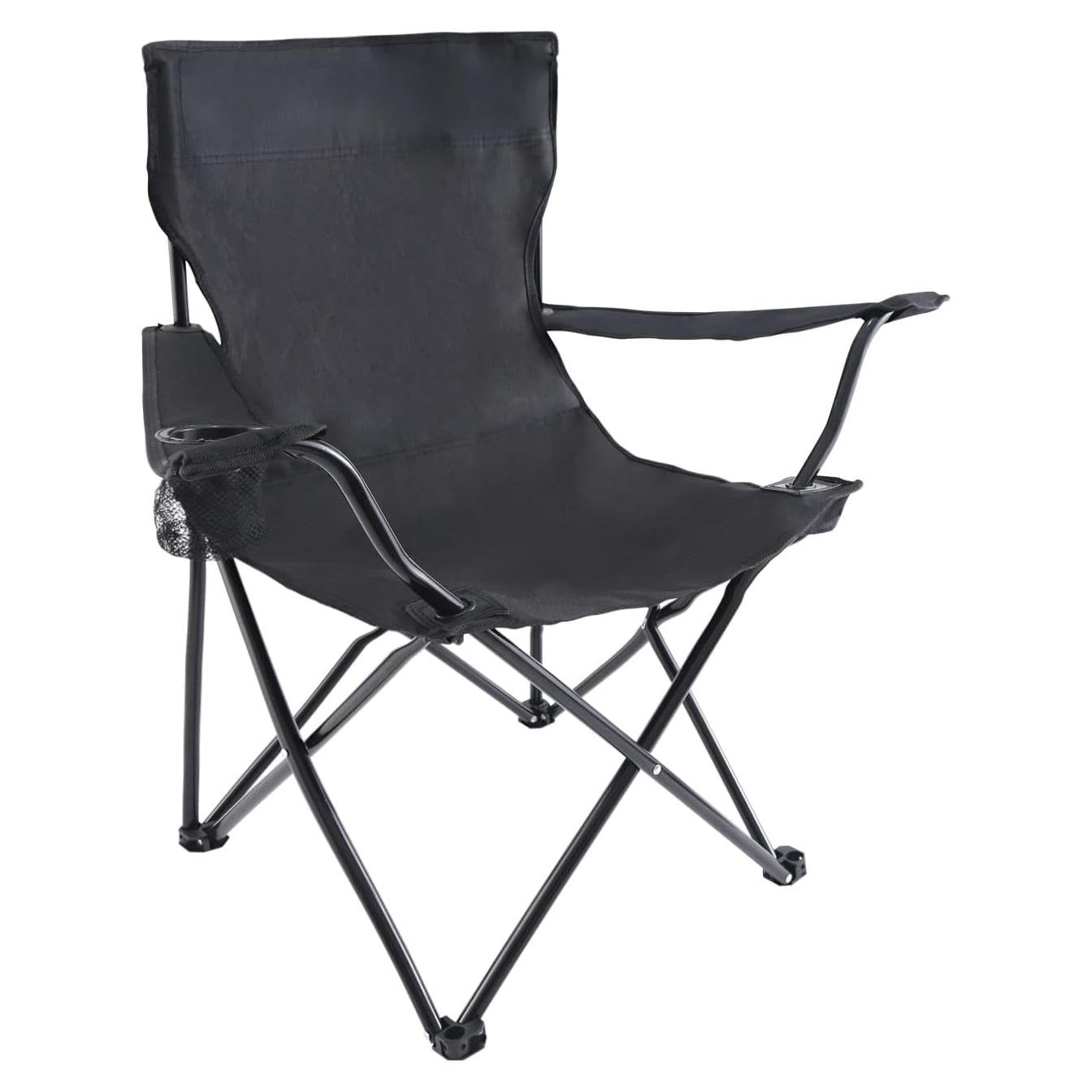 Silla de Camping Plegable YSSOA XL con Reposabrazos Negra