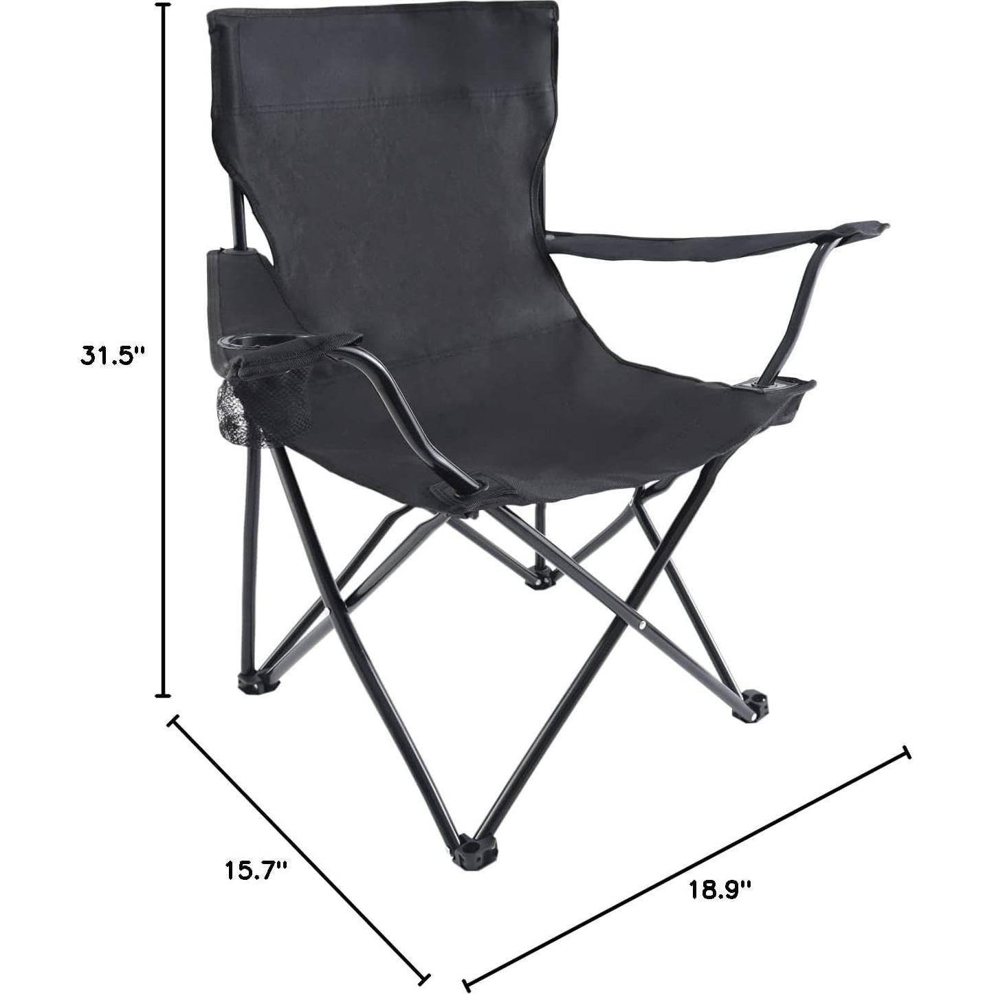 Silla de Camping Plegable YSSOA XL con Reposabrazos Negra