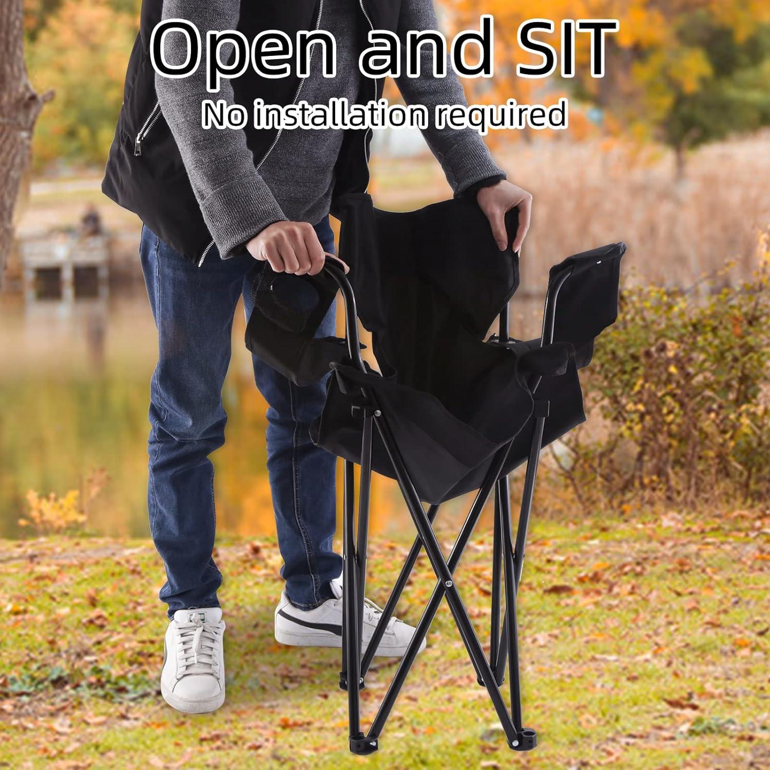 Silla de Camping Plegable YSSOA XL con Reposabrazos Negra