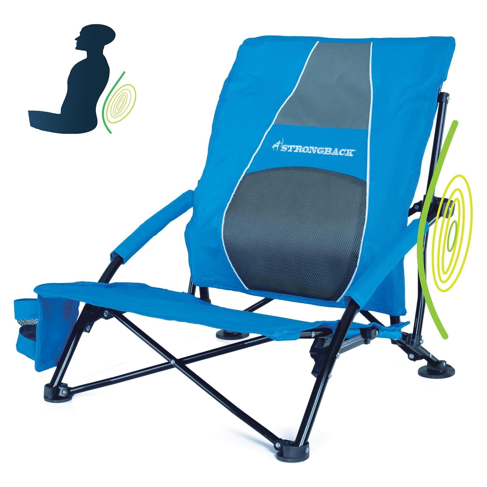 Silla de Playa Plegable STRONGBACK Baja Gravedad Azul 300 lbs