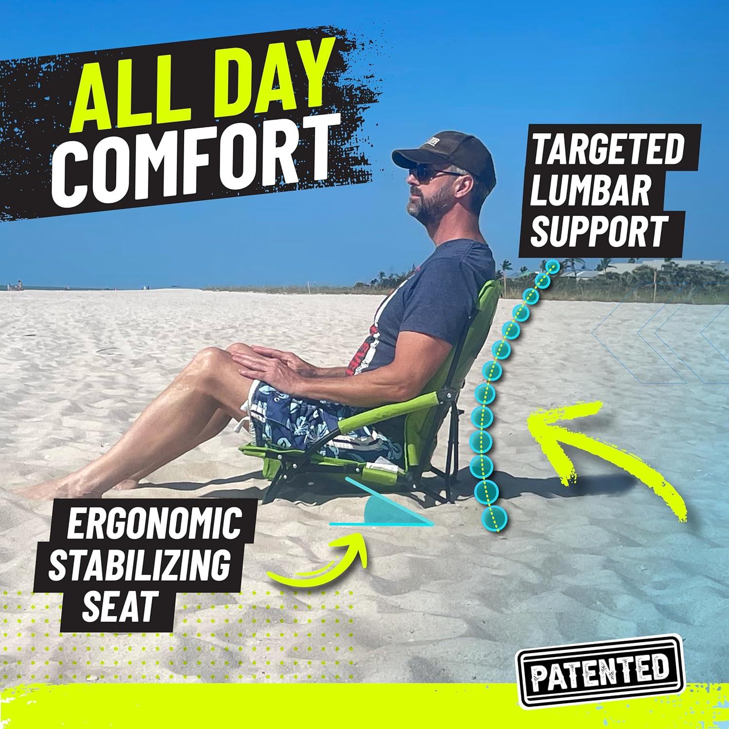 Silla de Playa Plegable STRONGBACK Baja Gravedad Azul 300 lbs