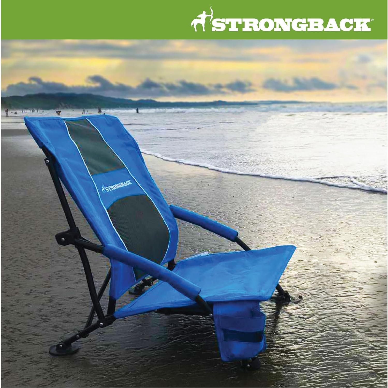 Silla de Playa Plegable STRONGBACK Baja Gravedad Azul 300 lbs