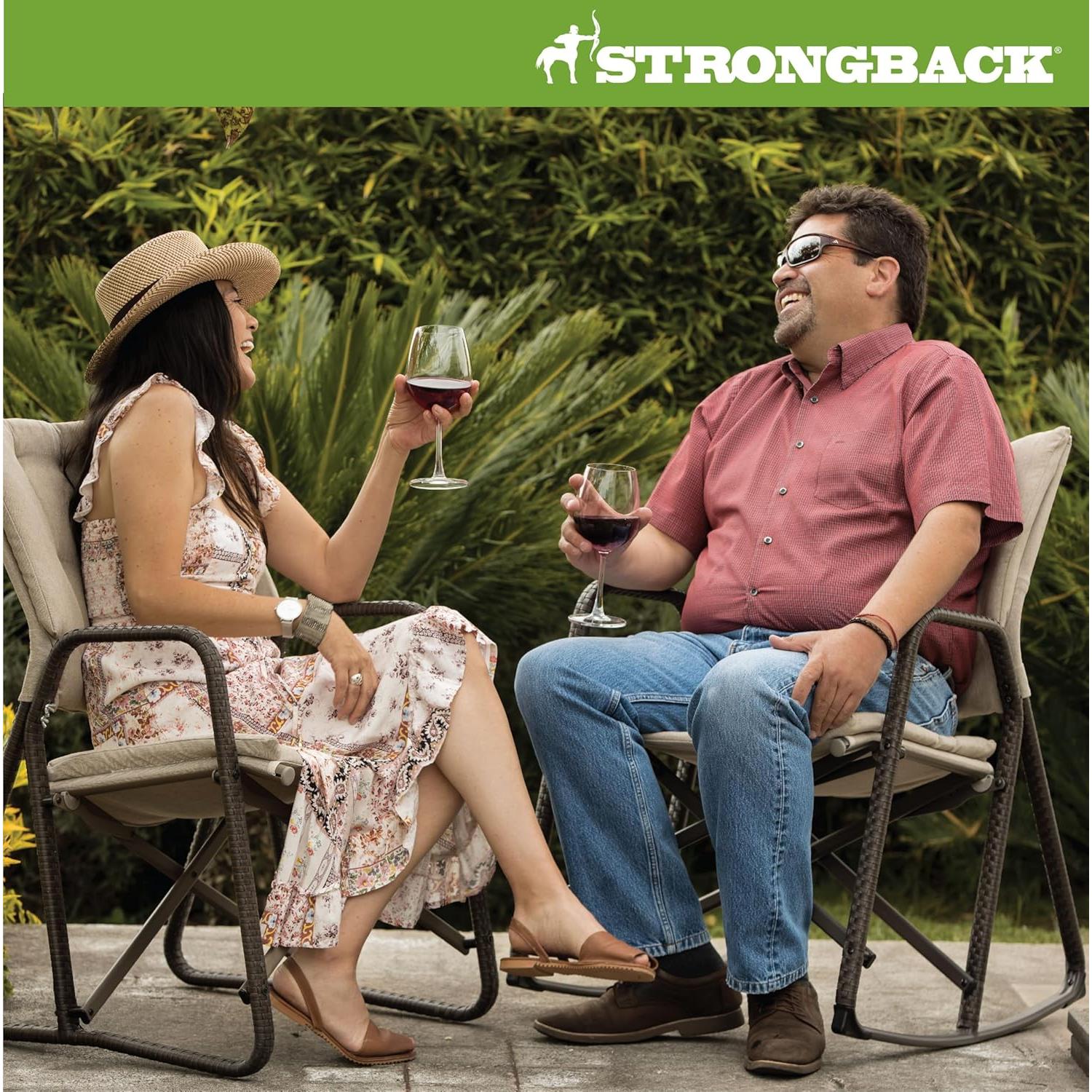 Silla Plegable STRONGBACK Beige - Ergonómica y Acolchada 136 kg