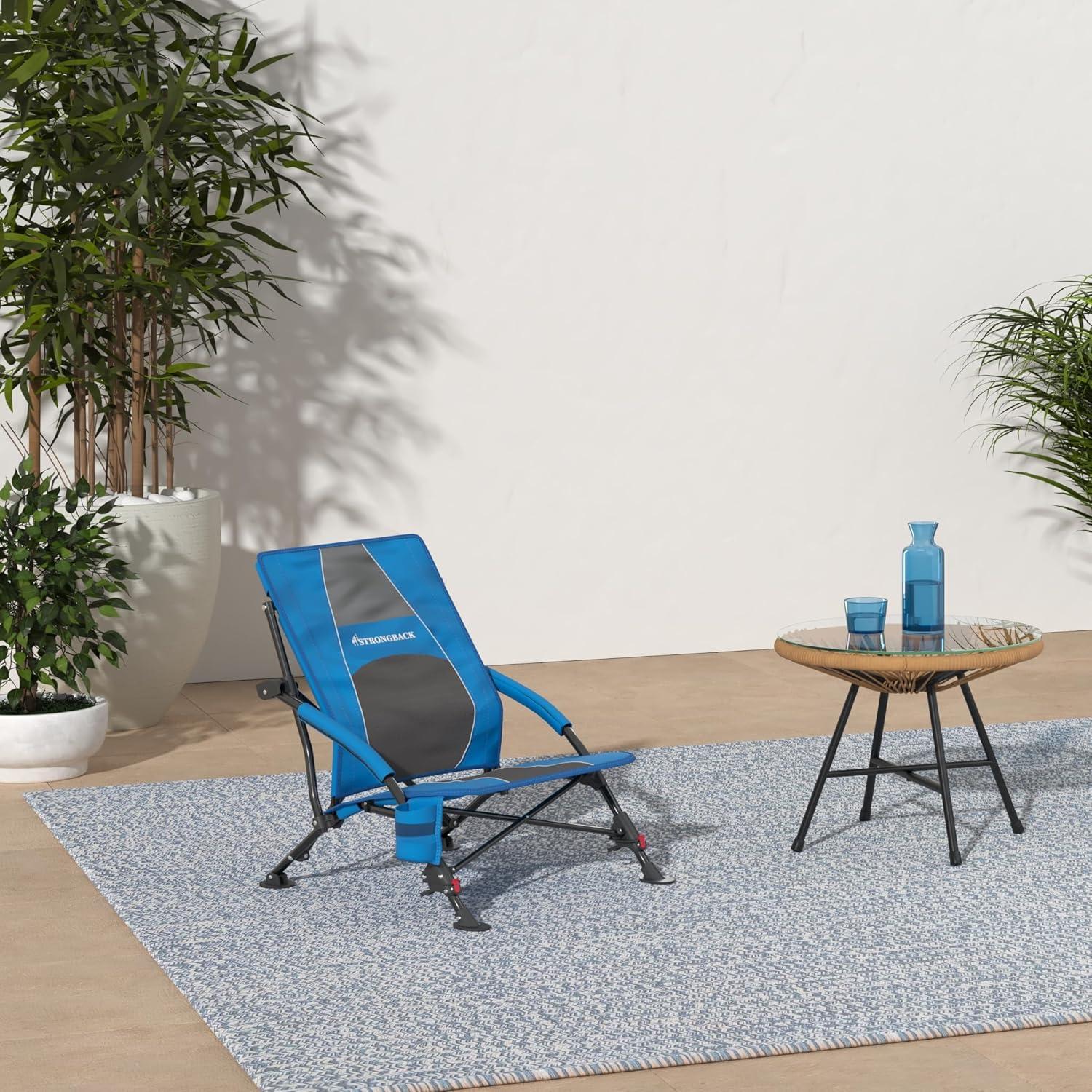 Silla de Playa STRONGBACK Reclinable Gravedad Baja Azul
