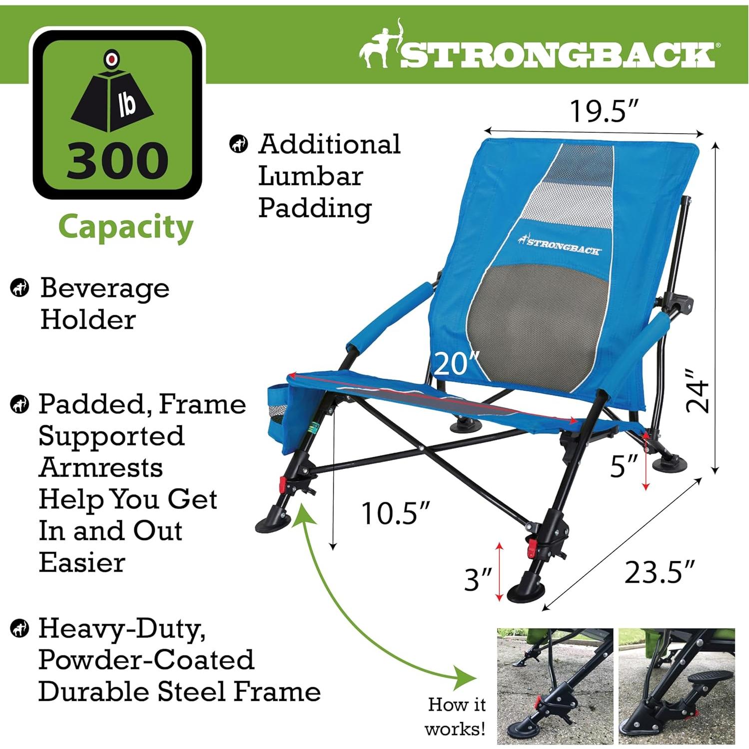 Silla de Playa STRONGBACK Reclinable Gravedad Baja Azul