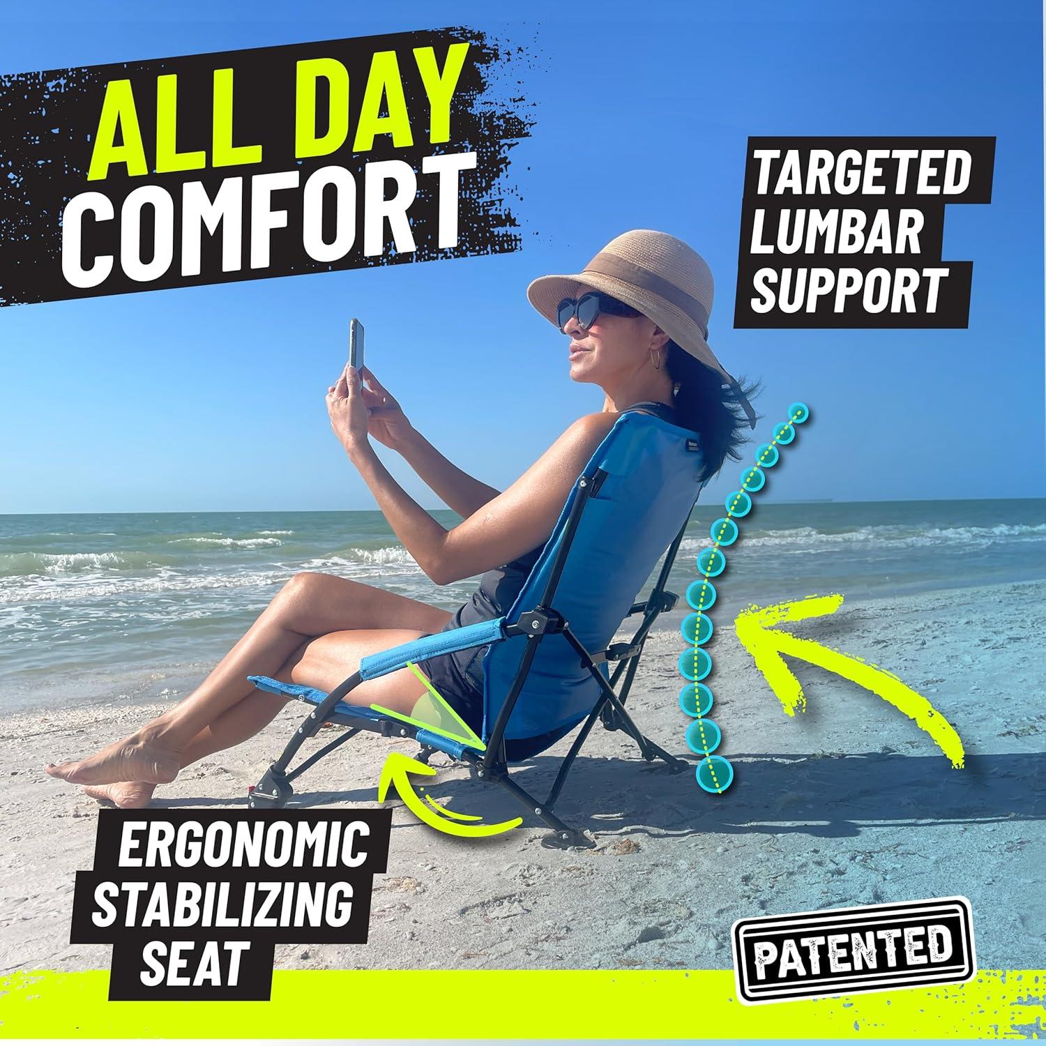 Silla de Playa STRONGBACK Reclinable Gravedad Baja Azul