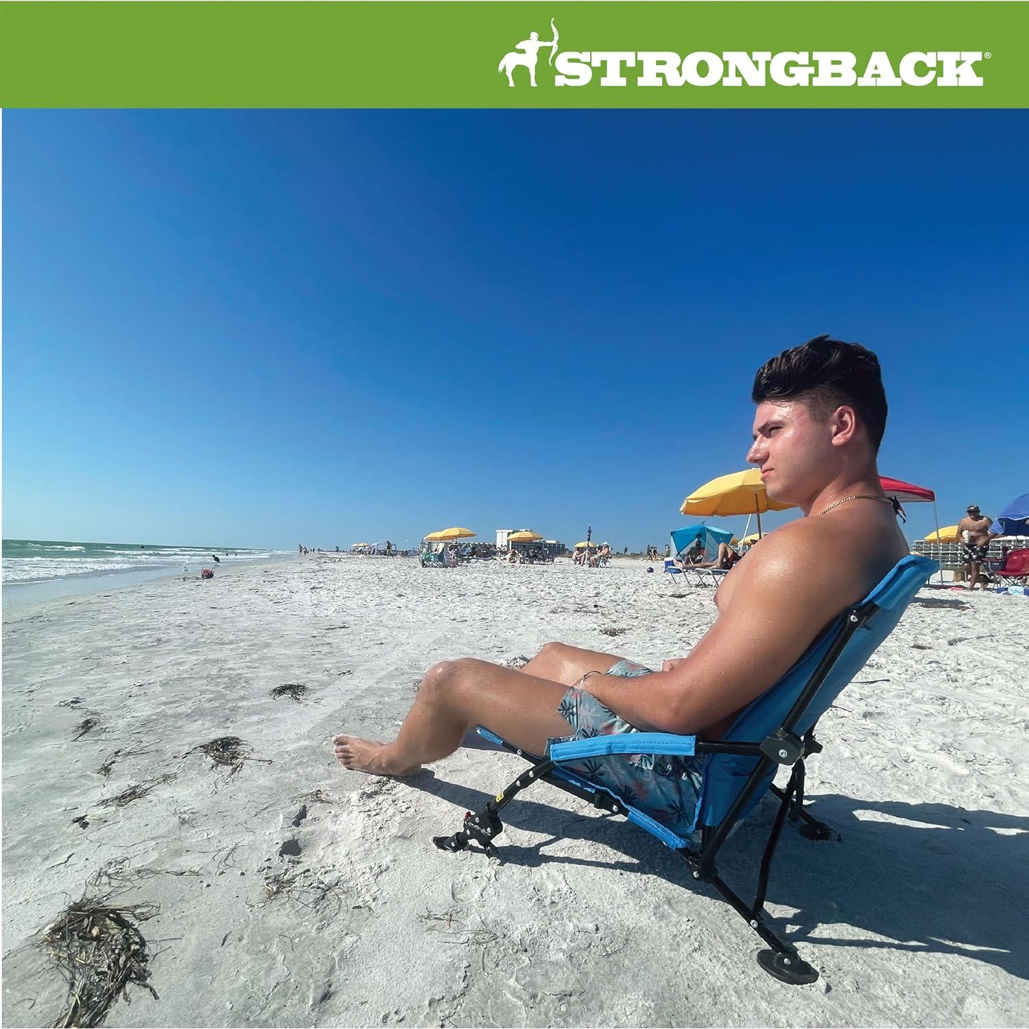 Silla de Playa STRONGBACK Reclinable Gravedad Baja Azul