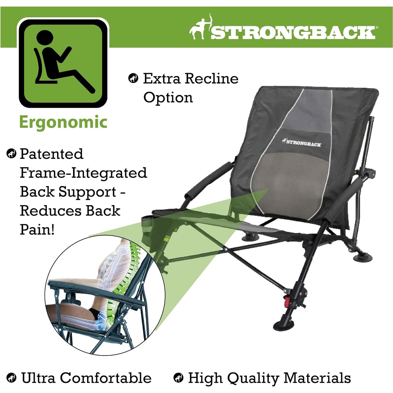 Silla de Playa Plegable STRONGBACK Reclinable con Soporte Lumbar