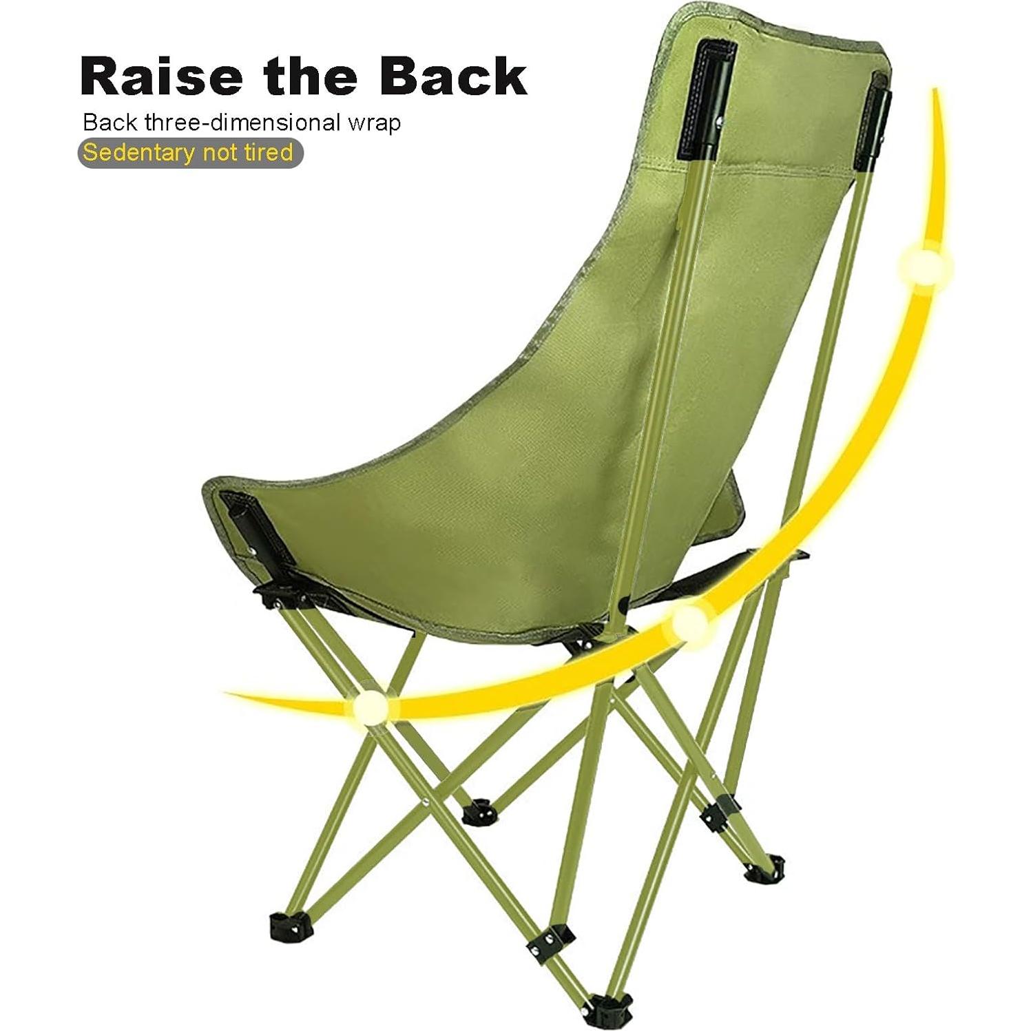 Silla de Camping HI SUYI Plegable Respaldo Alto 181kg Verde