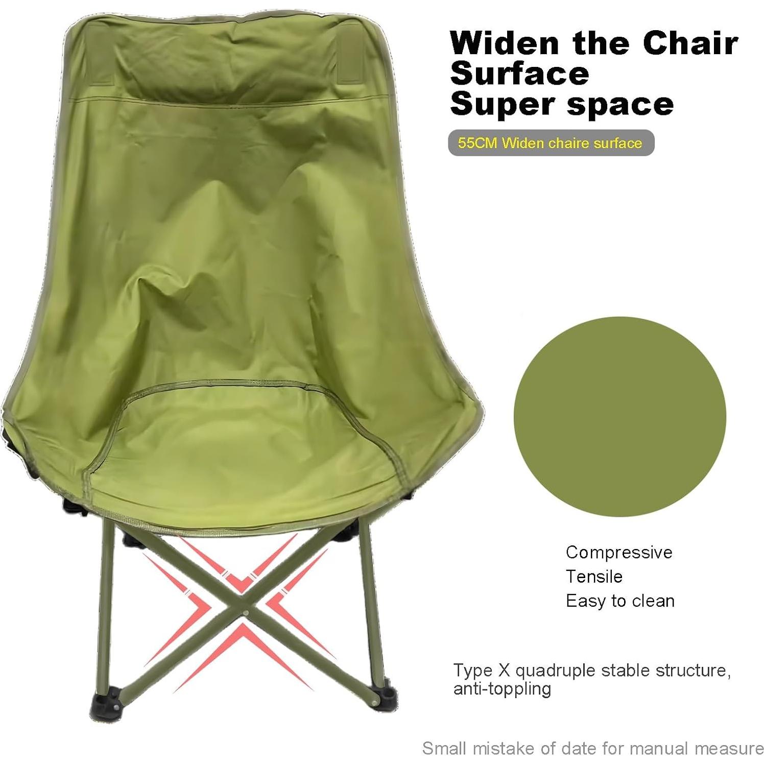 Silla de Camping HI SUYI Plegable Respaldo Alto 181kg Verde