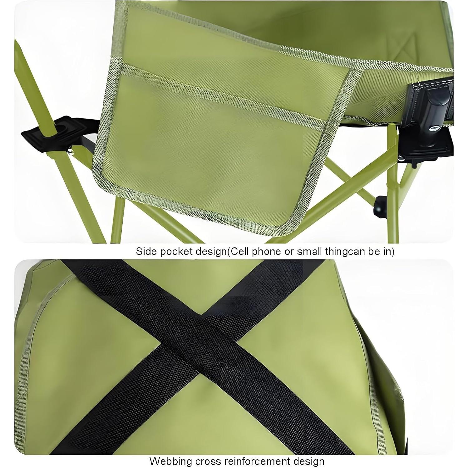 Silla de Camping HI SUYI Plegable Respaldo Alto 181kg Verde