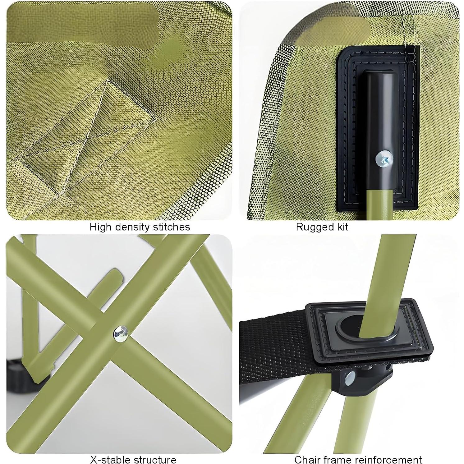 Silla de Camping HI SUYI Plegable Respaldo Alto 181kg Verde