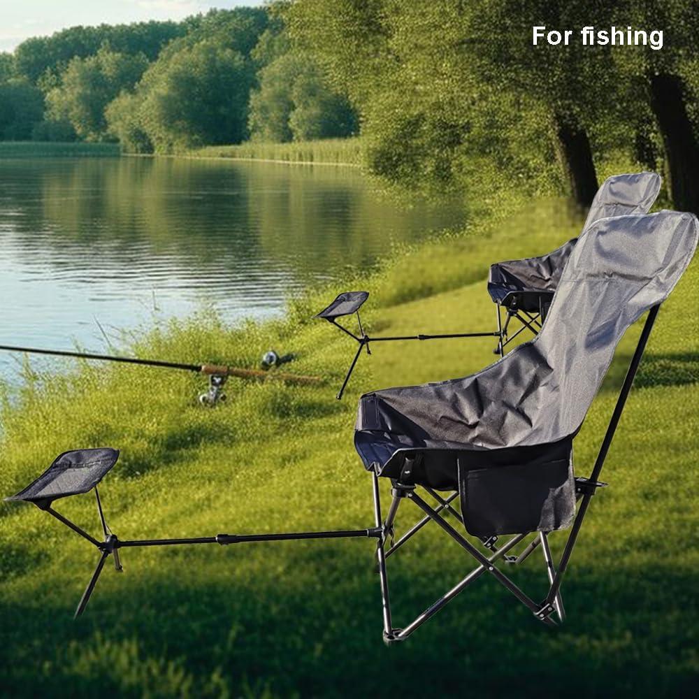 Silla de Camping Plegable Alta Resistencia con Reposapiés - 181kg