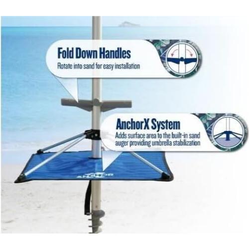 Sombrilla de Playa T0MMY BAHAMA 2.44m con Ventilación y Ancla