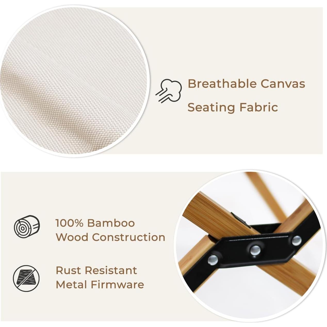 Paquete de 2 Sillas de Camping Plegables Bathonly Beige