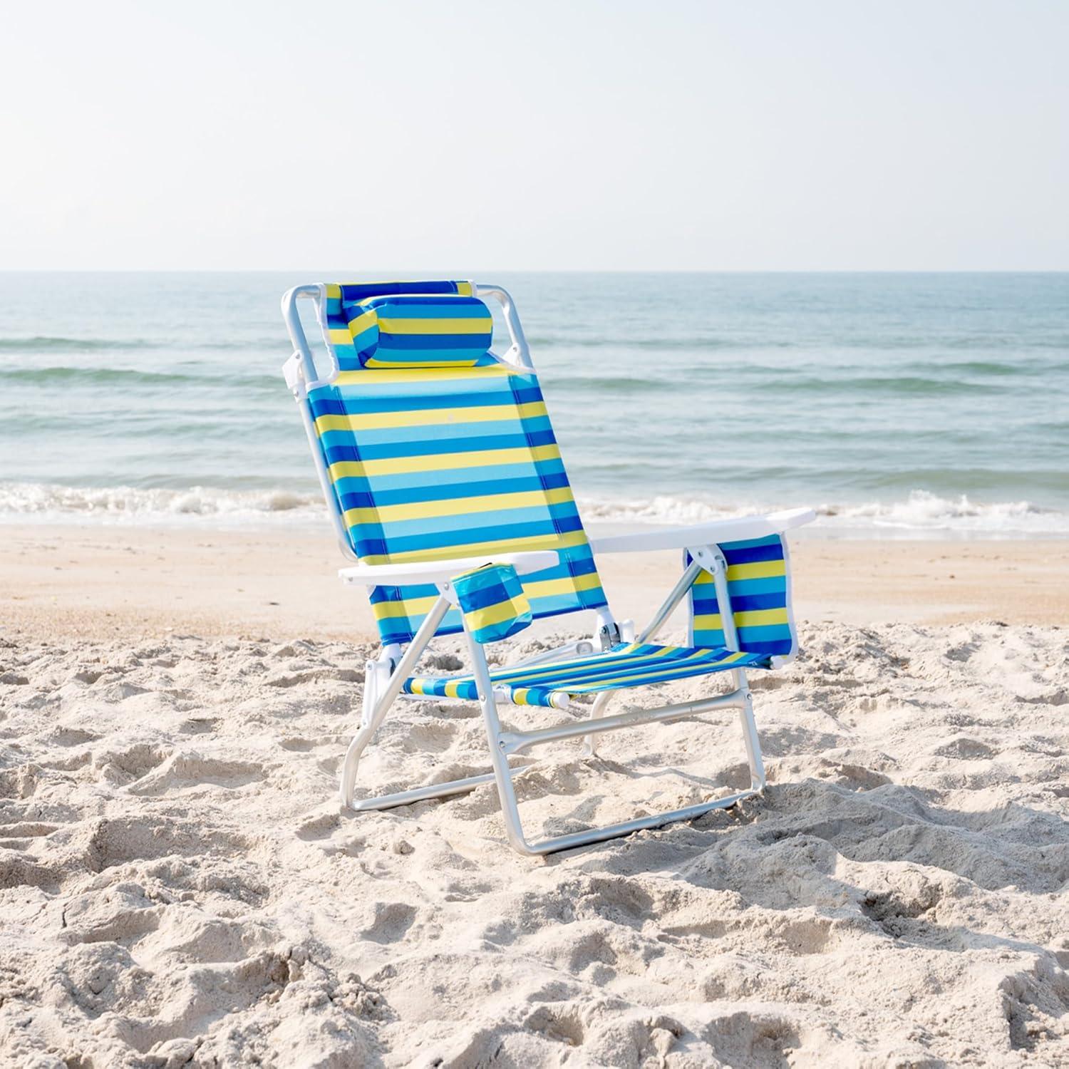 Silla de Playa Plegable Caribbean Joe 5 Posiciones Rayas Bold