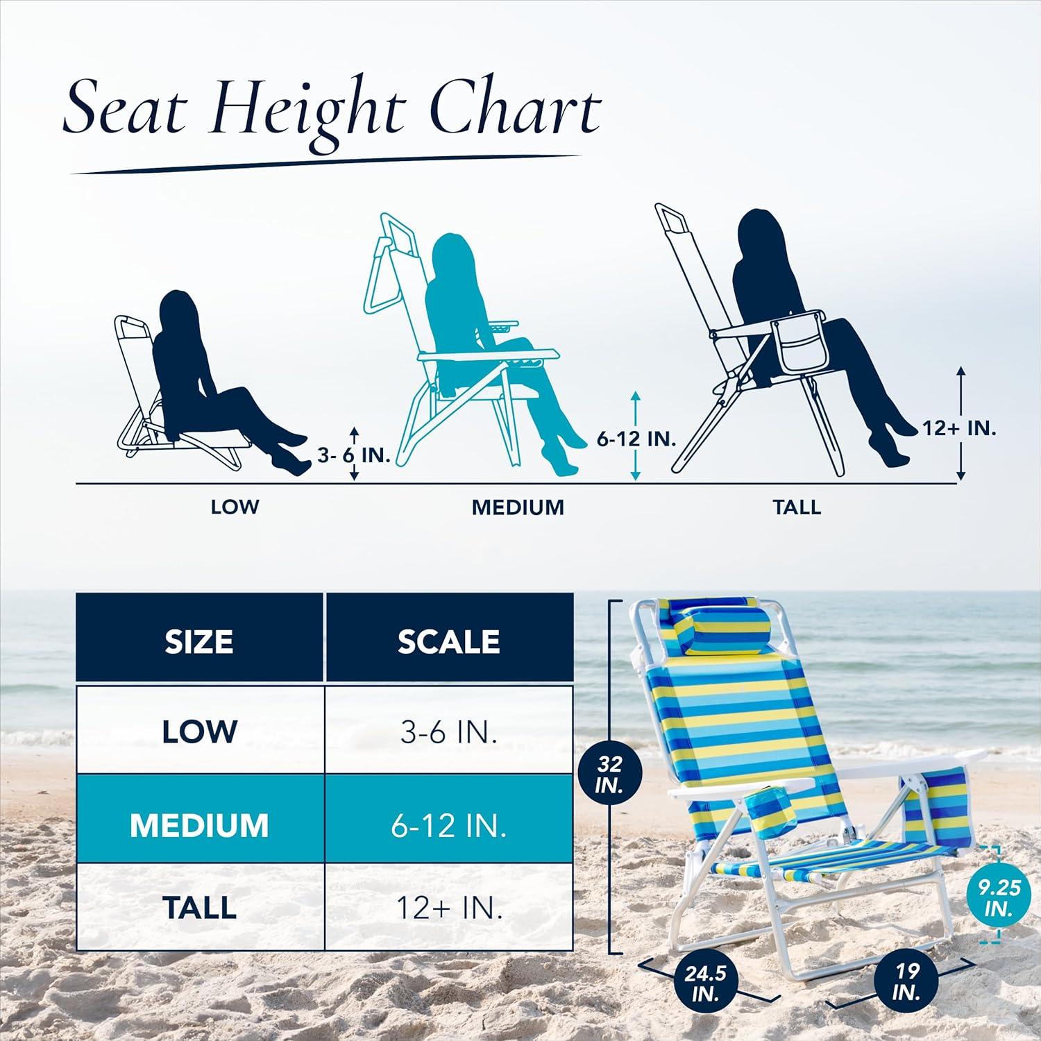 Silla de Playa Plegable Caribbean Joe 5 Posiciones Rayas Bold