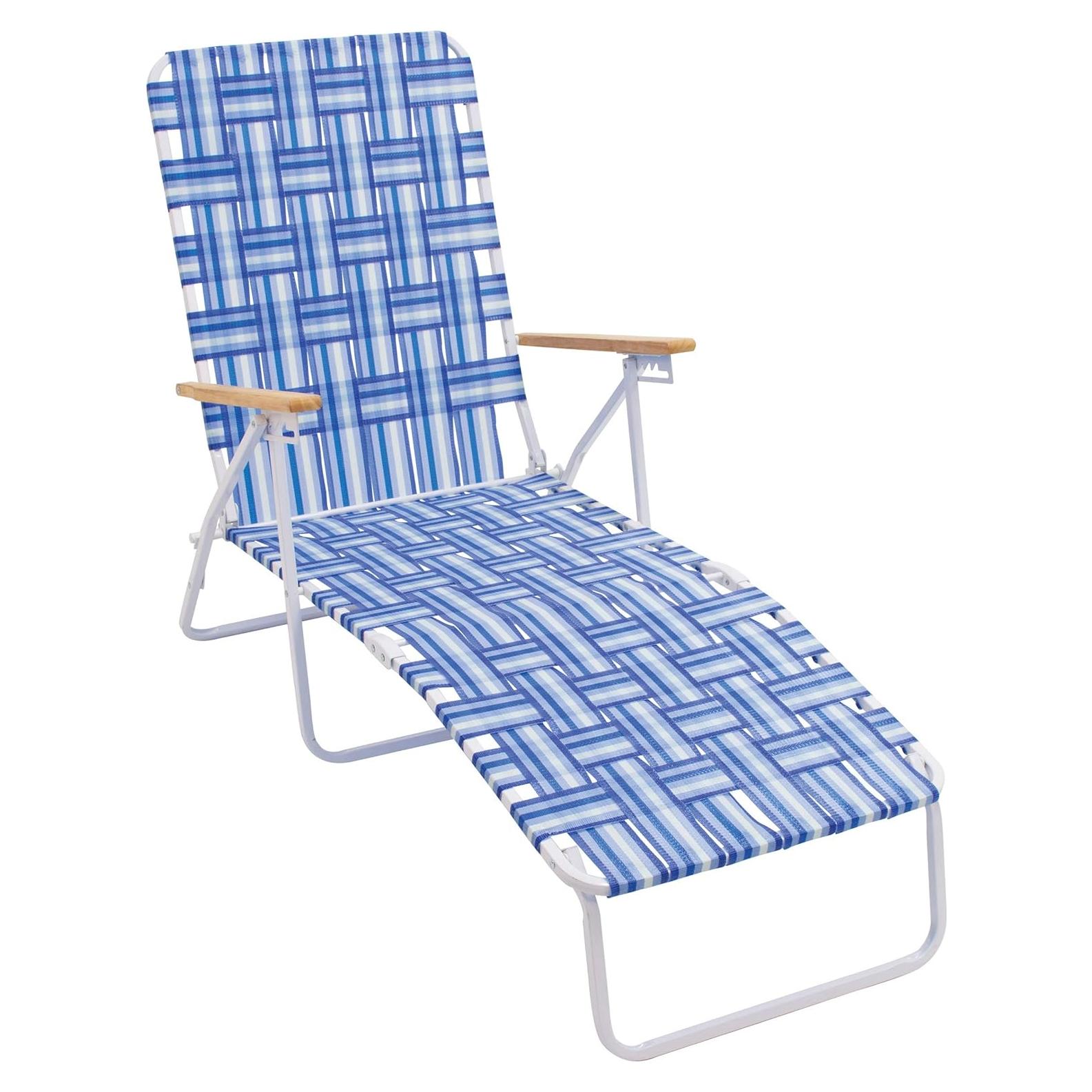 Silla de Jardín Plegable CAMP&GO Lounger 4 Posiciones Azul/Blanco