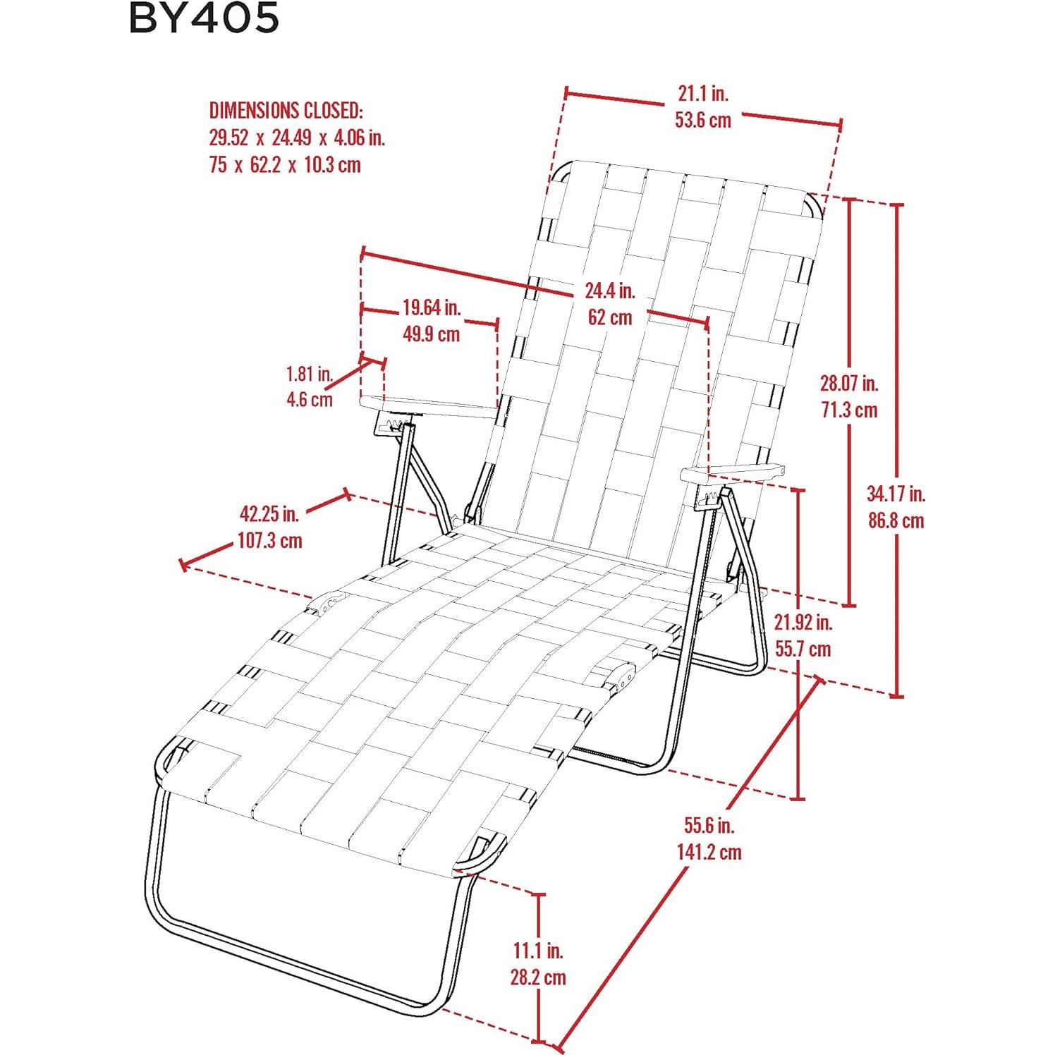 Silla de Jardín Plegable CAMP&GO Lounger 4 Posiciones Azul/Blanco