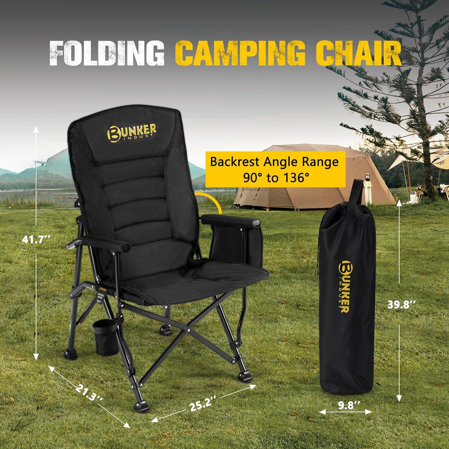 Silla de Camping Plegable BUNKER INDUST Acolchada 204 kg