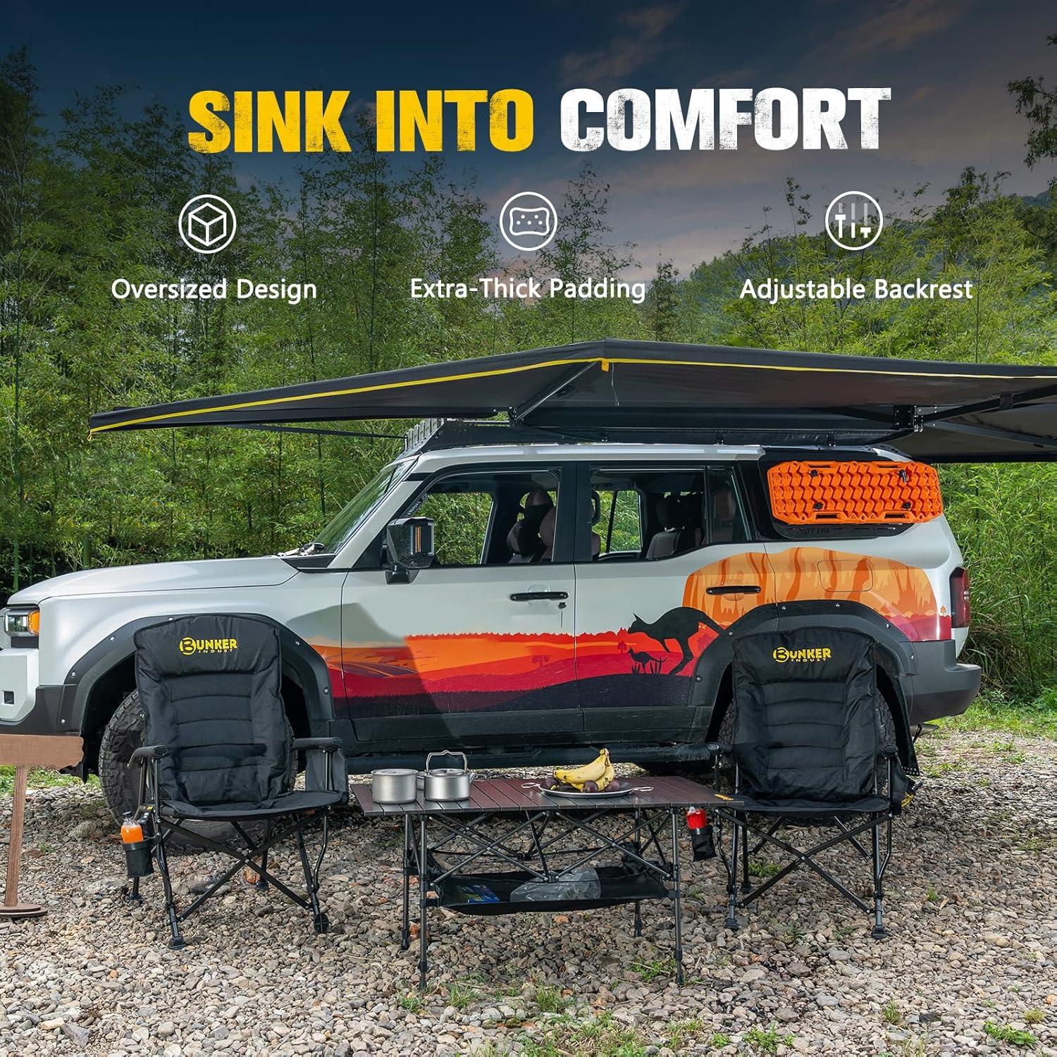 Silla de Camping Plegable BUNKER INDUST Acolchada 204 kg