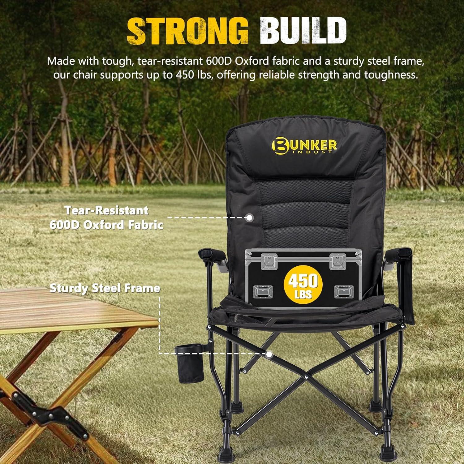 Silla de Camping Plegable BUNKER INDUST Acolchada 204 kg