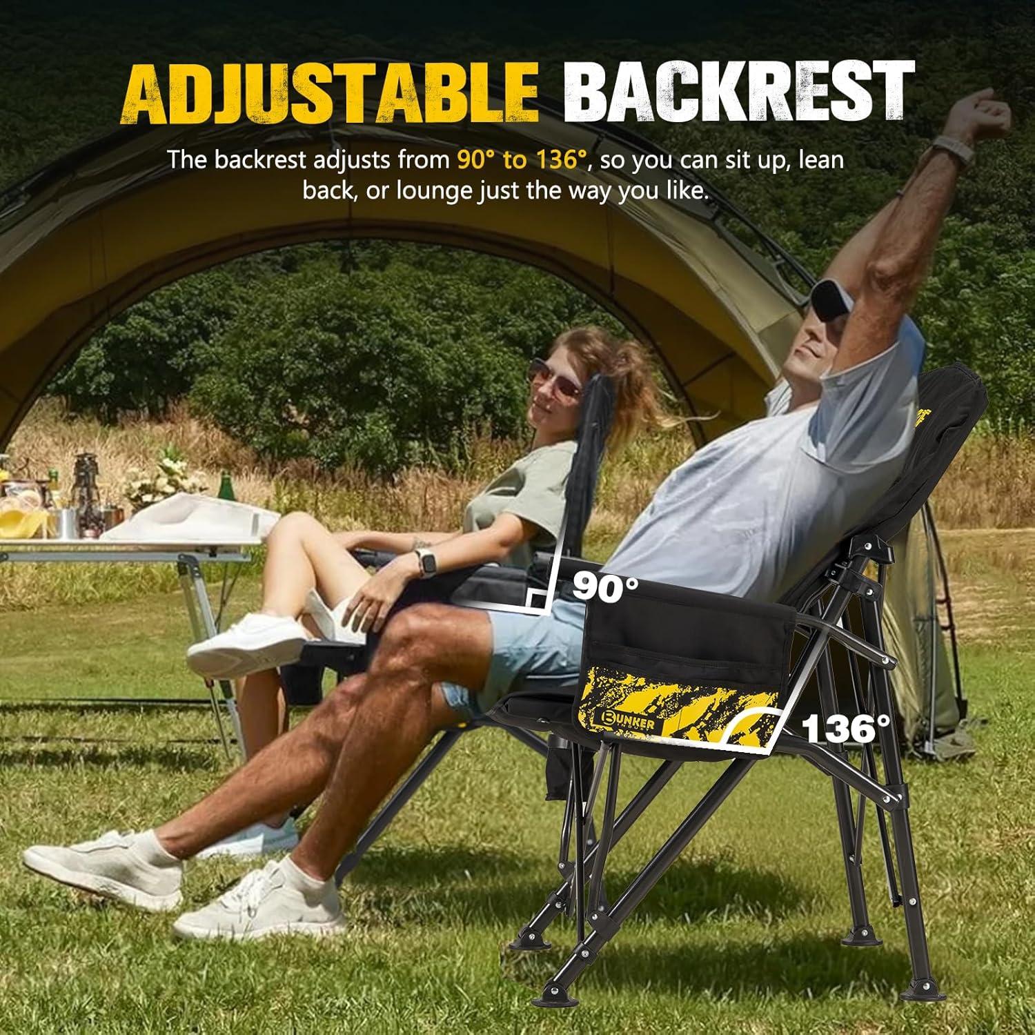 Silla de Camping Plegable BUNKER INDUST Acolchada 204 kg