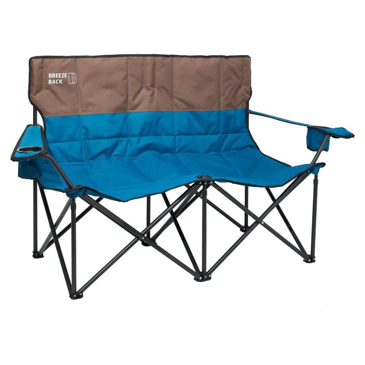 Silla de Camping Plegable BreezeBack para 2 Personas Azul 600D