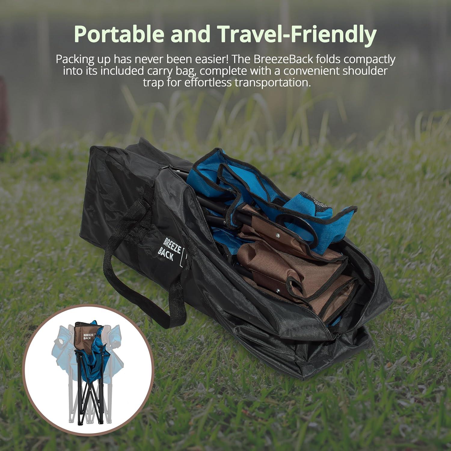 Silla de Camping Plegable BreezeBack para 2 Personas Azul 600D