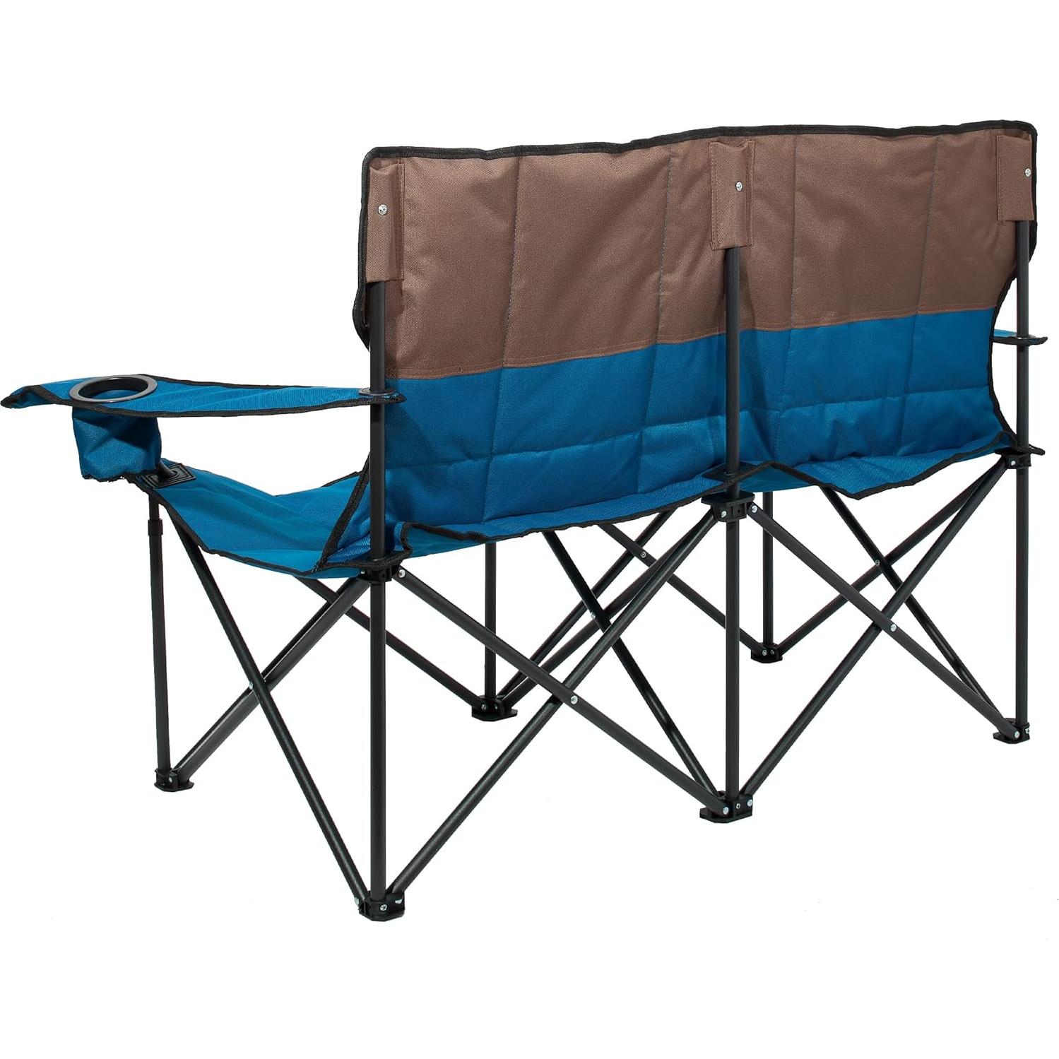 Silla de Camping Plegable BreezeBack para 2 Personas Azul 600D