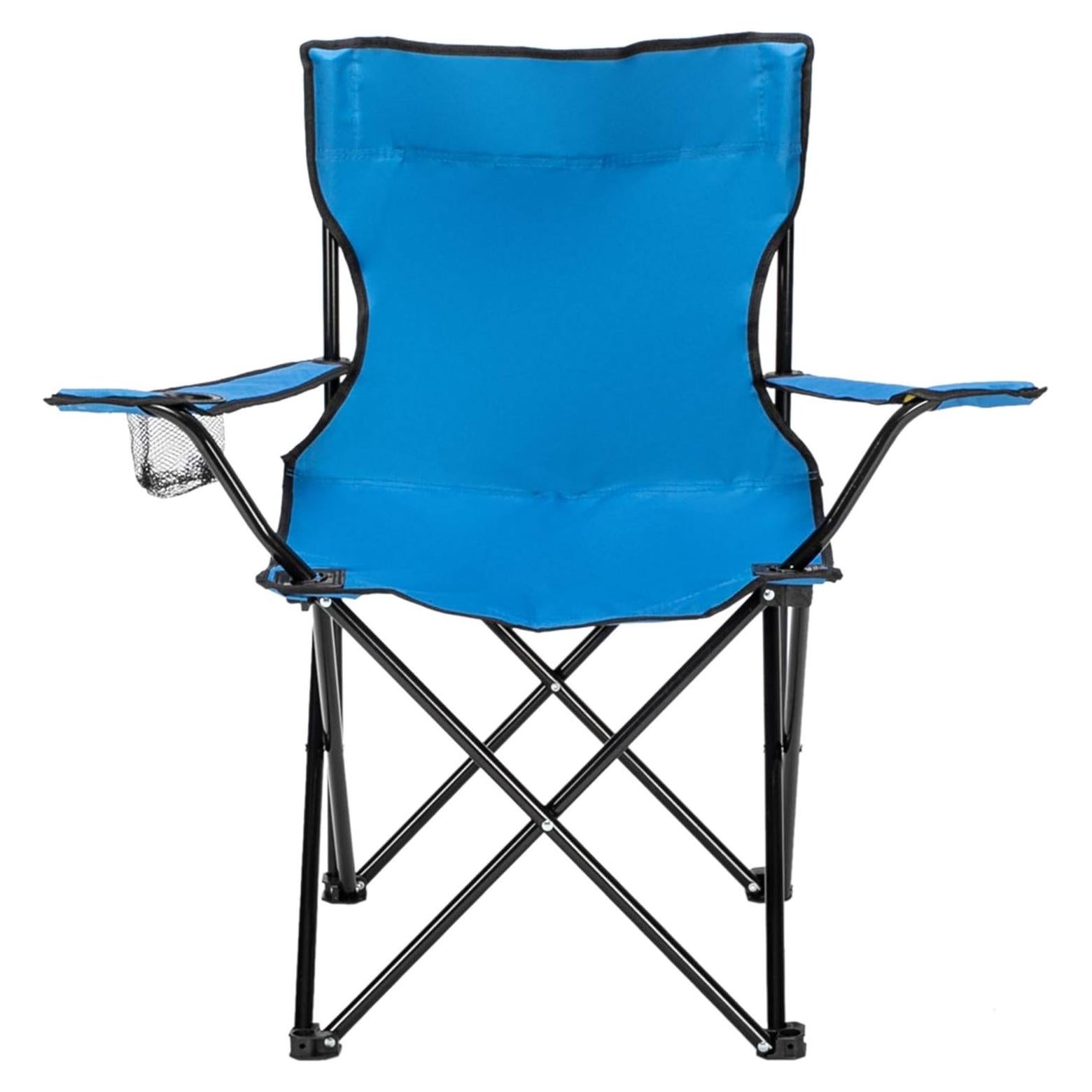 Silla de Camping Plegable Kcelarec Azul con Reposabrazos y Portavasos