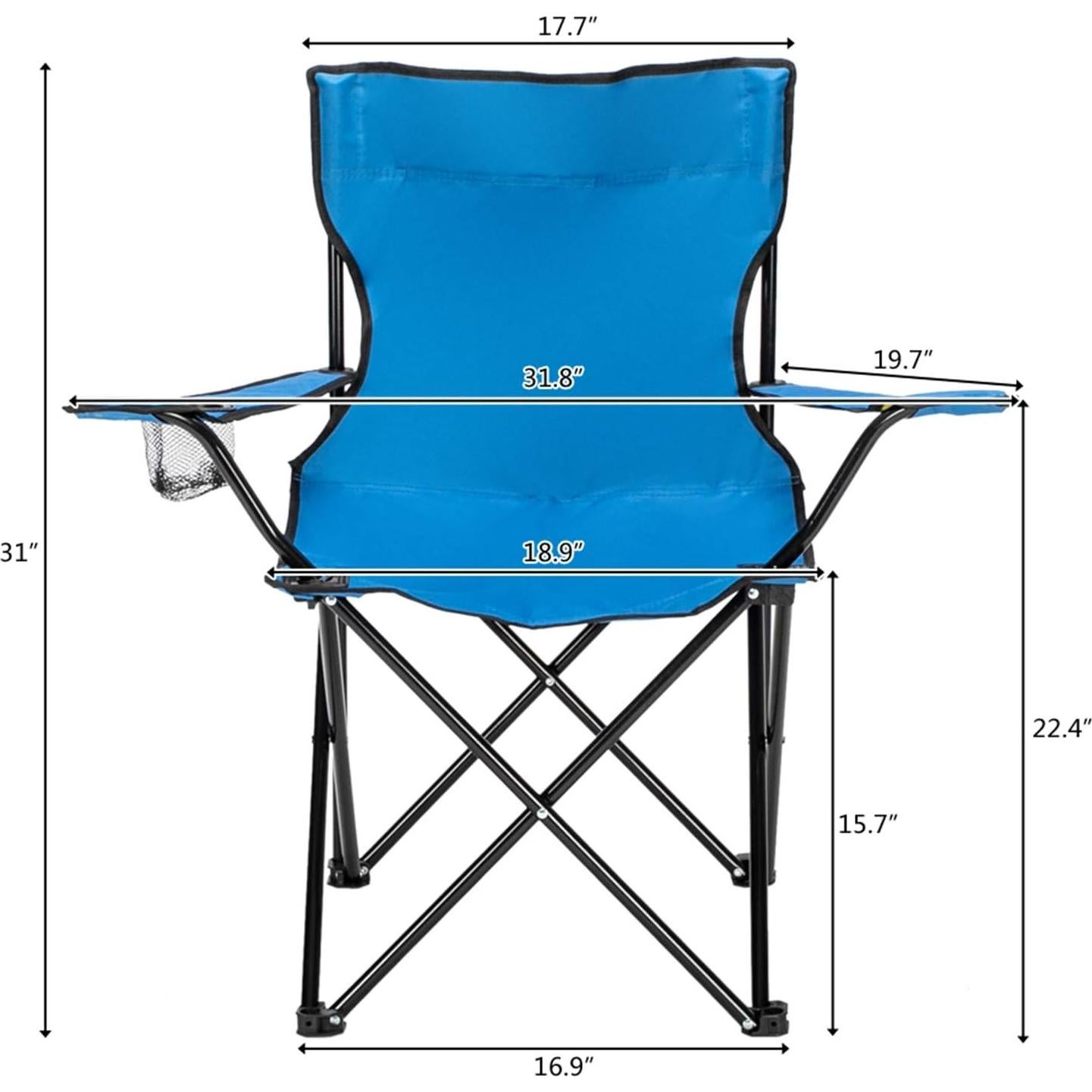 Silla de Camping Plegable Kcelarec Azul con Reposabrazos y Portavasos