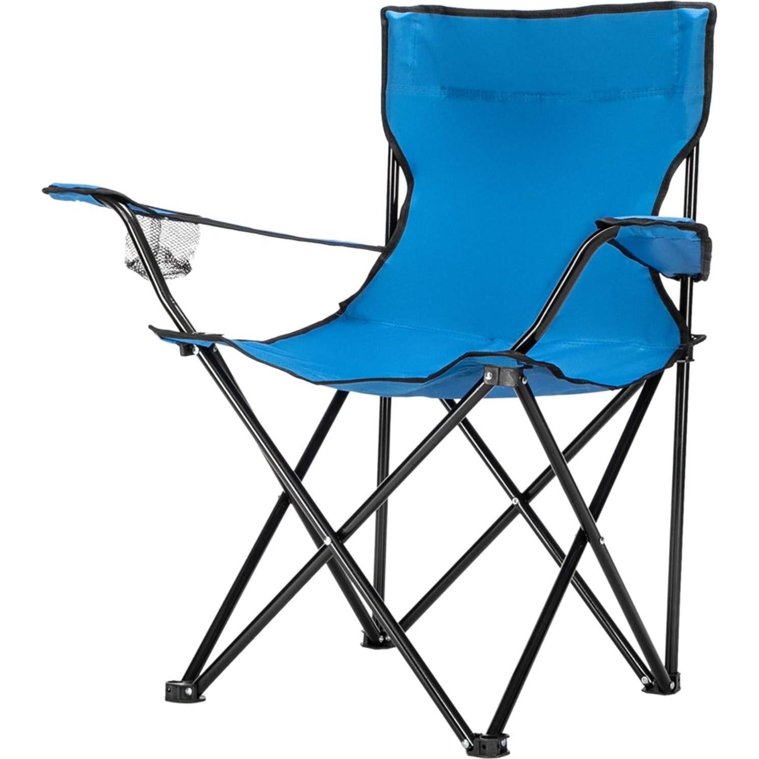 Silla de Camping Plegable Kcelarec Azul con Reposabrazos y Portavasos