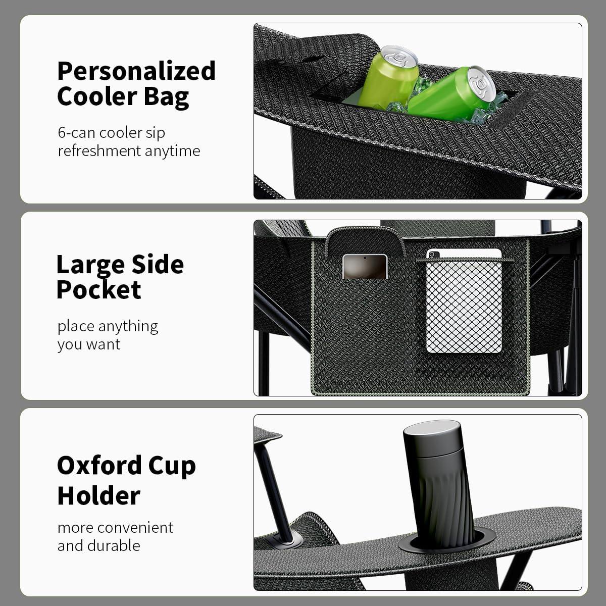 Silla Plegable Extra Grande CJdropshipping 227KG con Portavasos