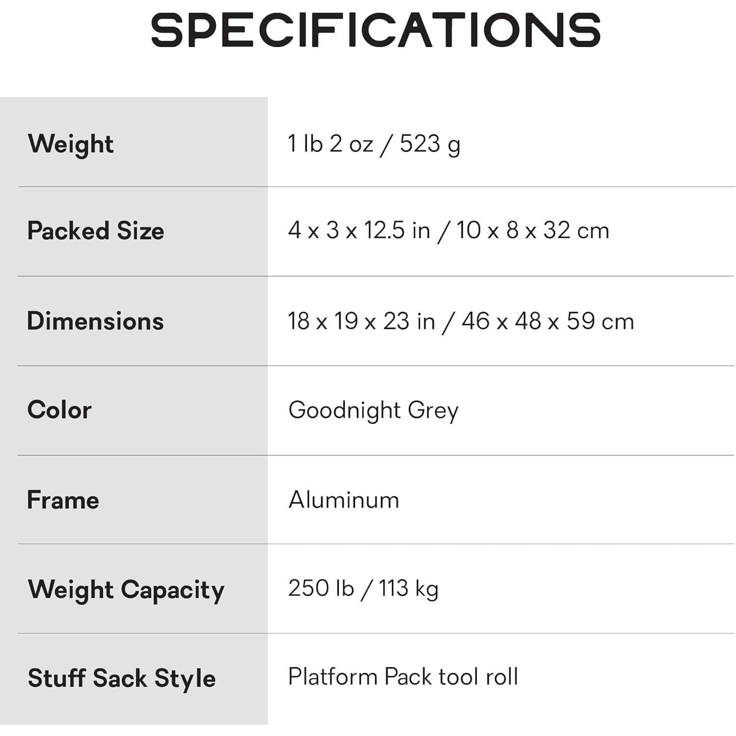 Silla de senderismo reclinable NEMO Moonlite Elite - Gris