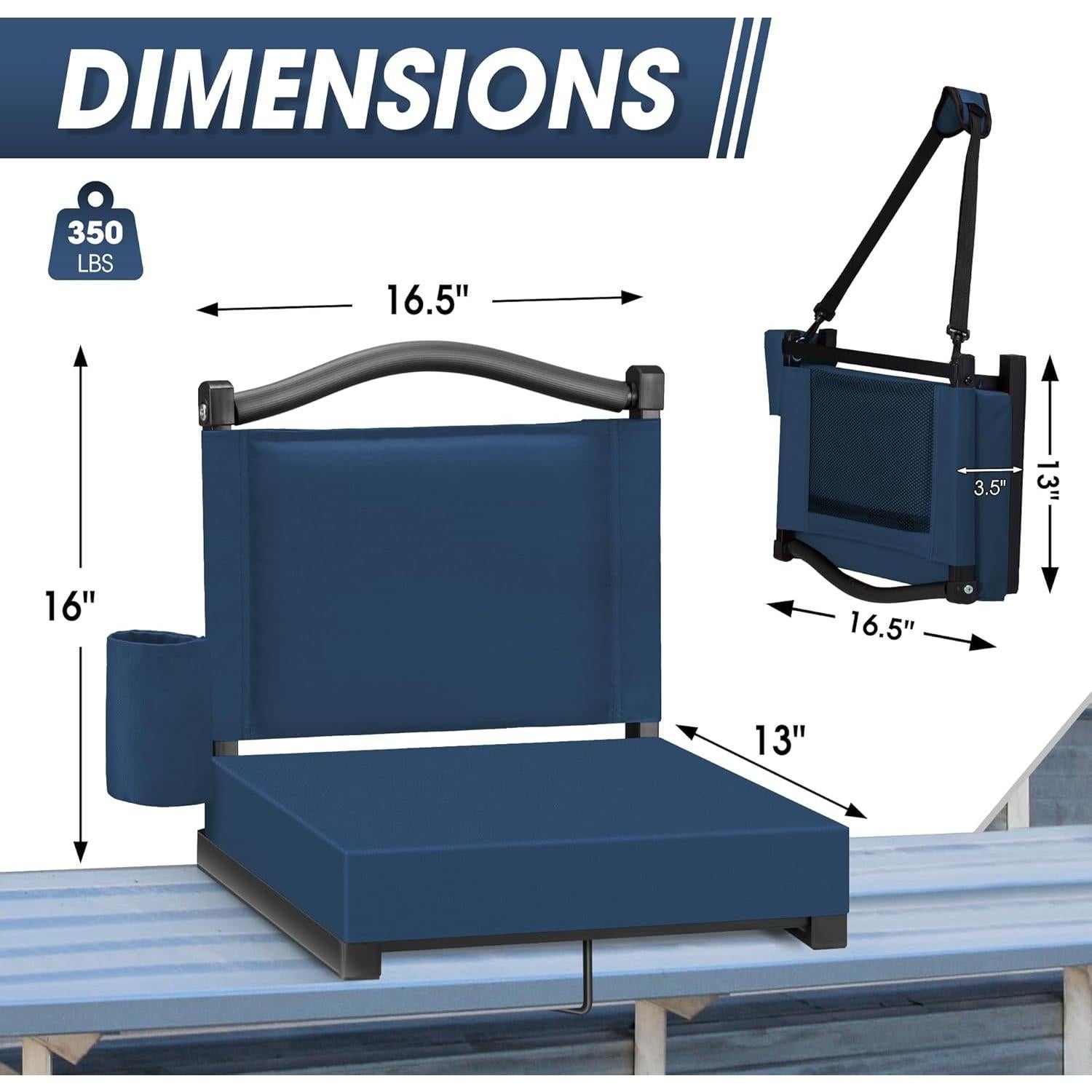 Asiento de Grada Plegable Fragess Azul Marino con Respaldo